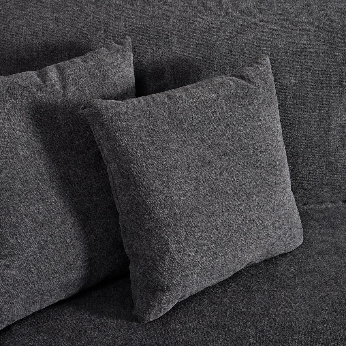 Wohnlandschaft Dajana Dunkelgrau Webstoff - Dunkelgrau/Schwarz, Modern, Holz/Textil (251/102/173cm) - Bessagi Home