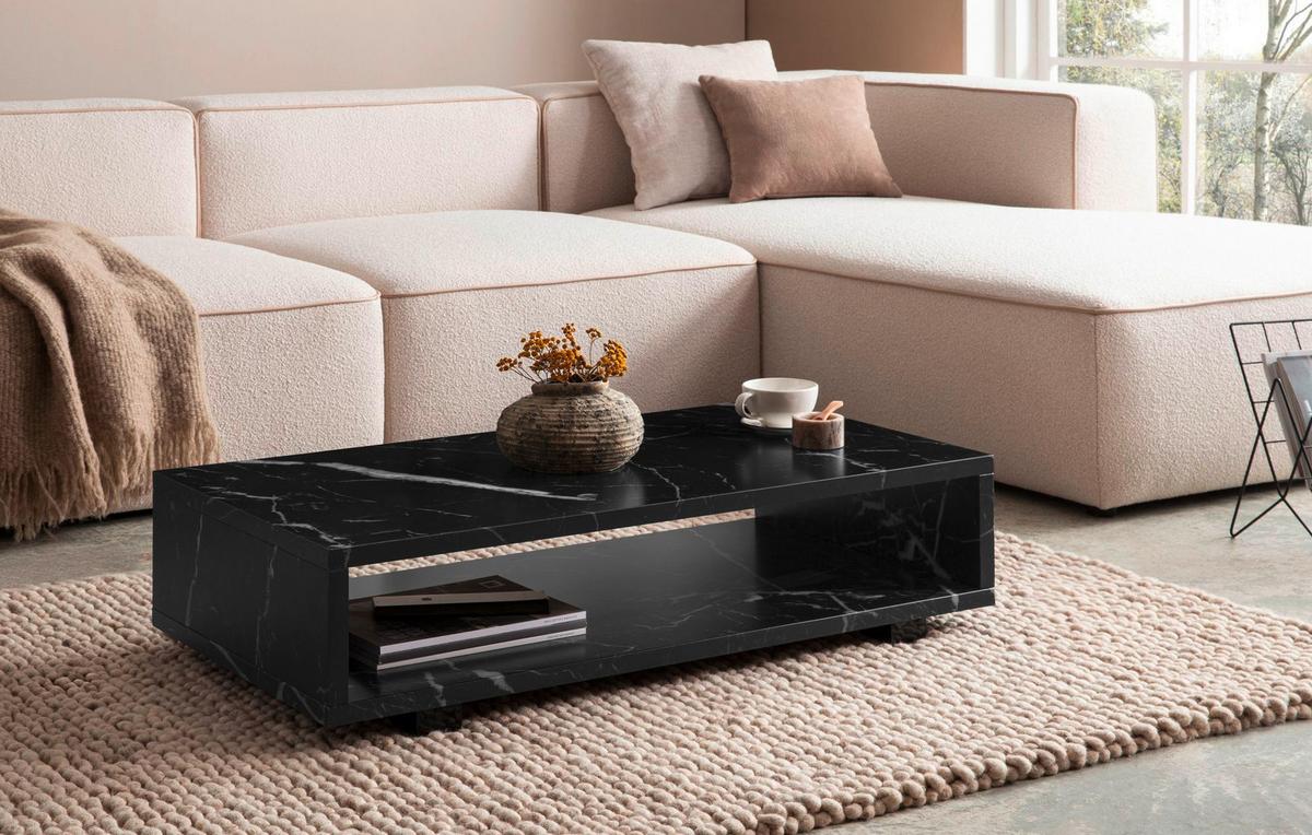 COUCHTISCH WL6.936 - Schwarz, Design, Holzwerkstoff/Kunststoff (100/50/25cm) - Livetastic
