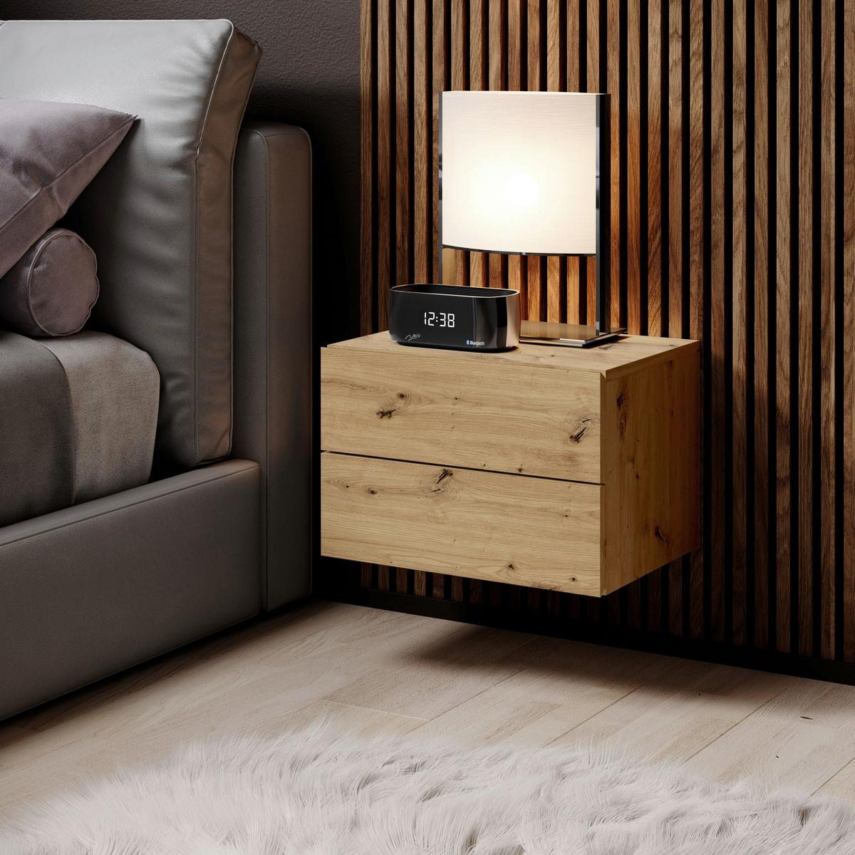 SZAFKA NOCNA CABO - dąb artisan, Modern, materiał drewnopochodny (42/28/30cm) - Livetastic