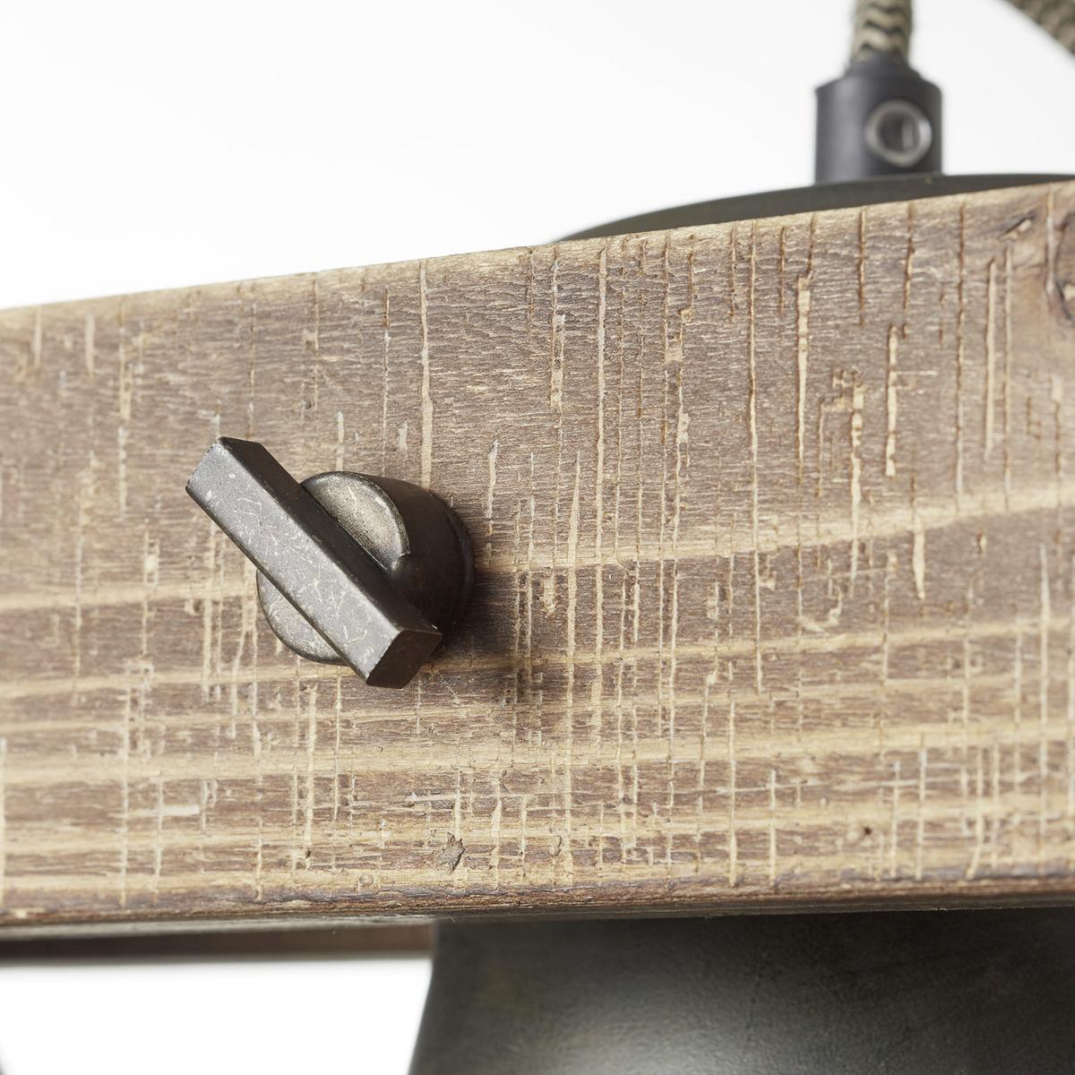 Hängeleuchte Plow Schwarz max. 10 Watt - Schwarz, Natur, Holz/Metall (95/20/115cm) - Brilliant