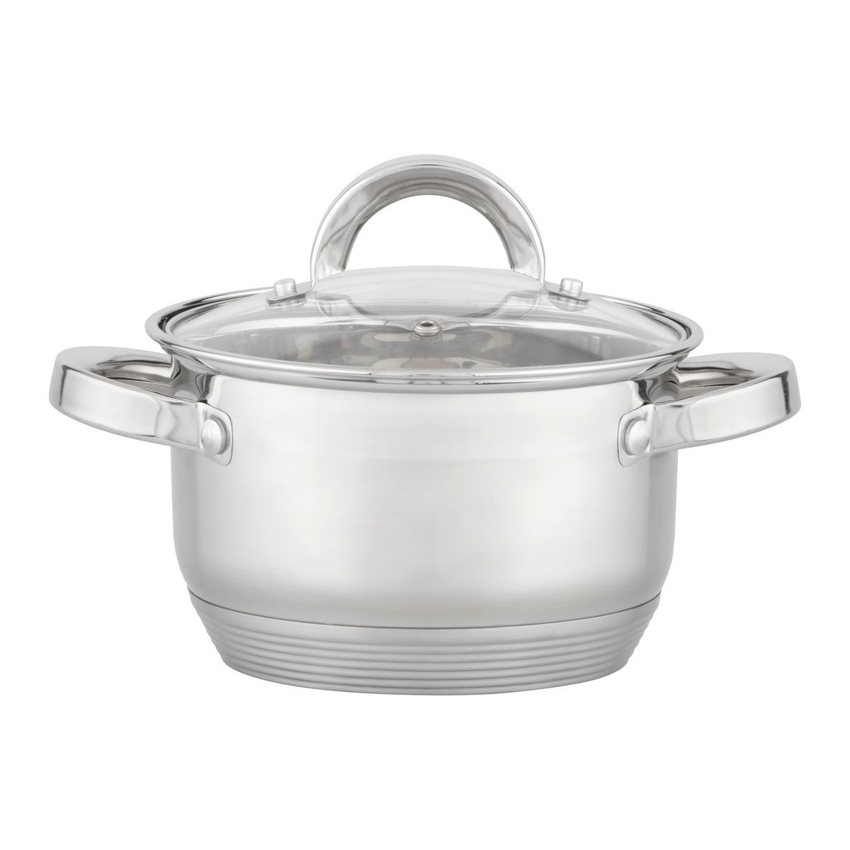 Kochtopfset Isik Silberfarben, 6-teilig - Klar/Silberfarben, KONVENTIONELL, Glas/Metall - Based