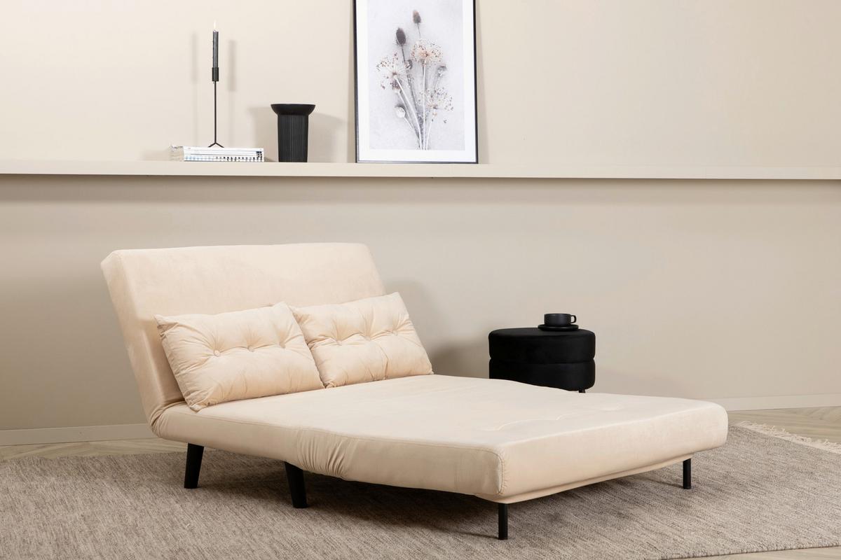 SCHLAFSOFA VICKY - Creme, Design, Textil/Metall (120/88/80cm) - Livetastic