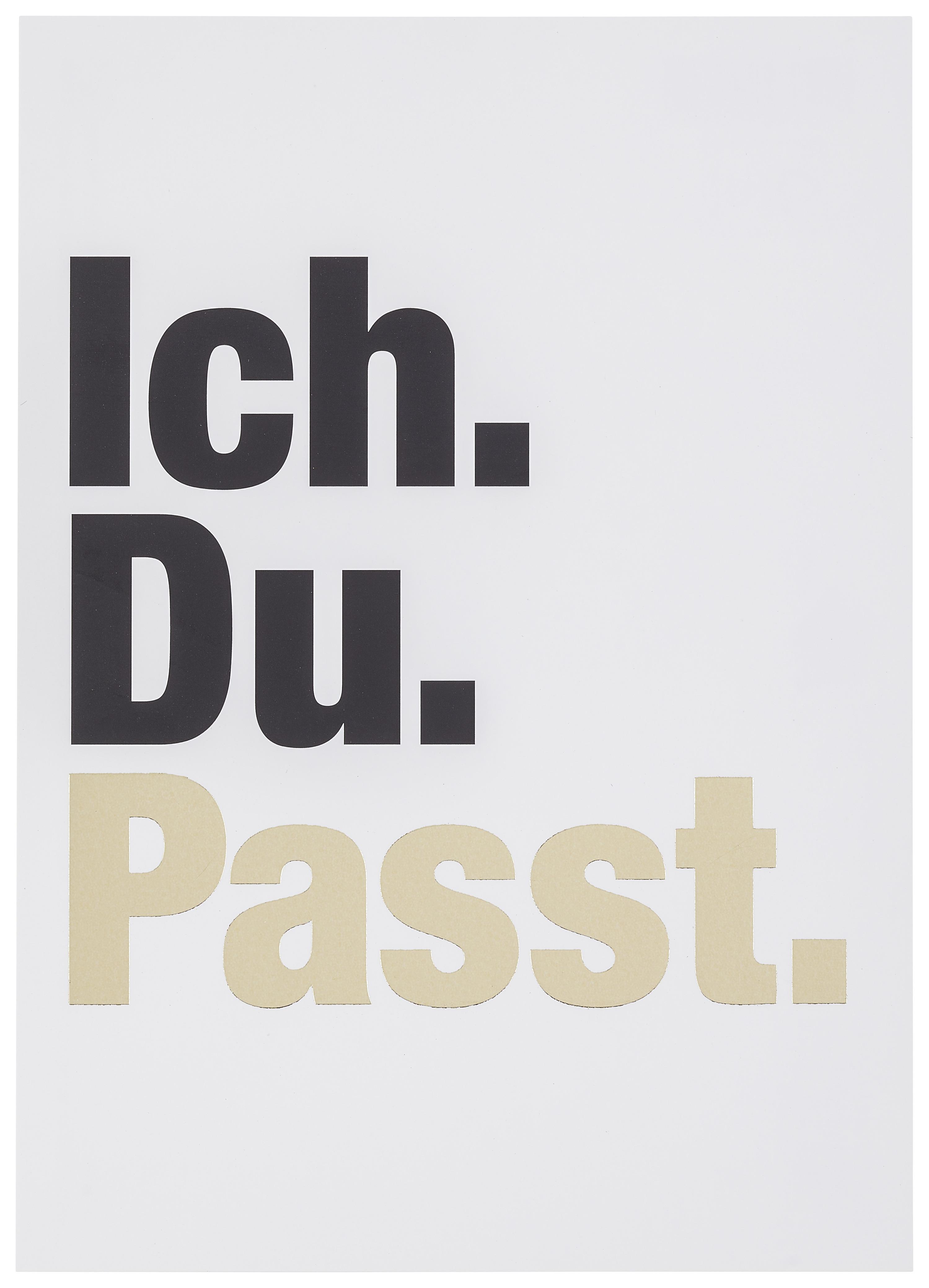 Postkarte Ich. Du. Passt! - Goldfarben/Schwarz, MODERN, Papier (10,5/14,8cm)
