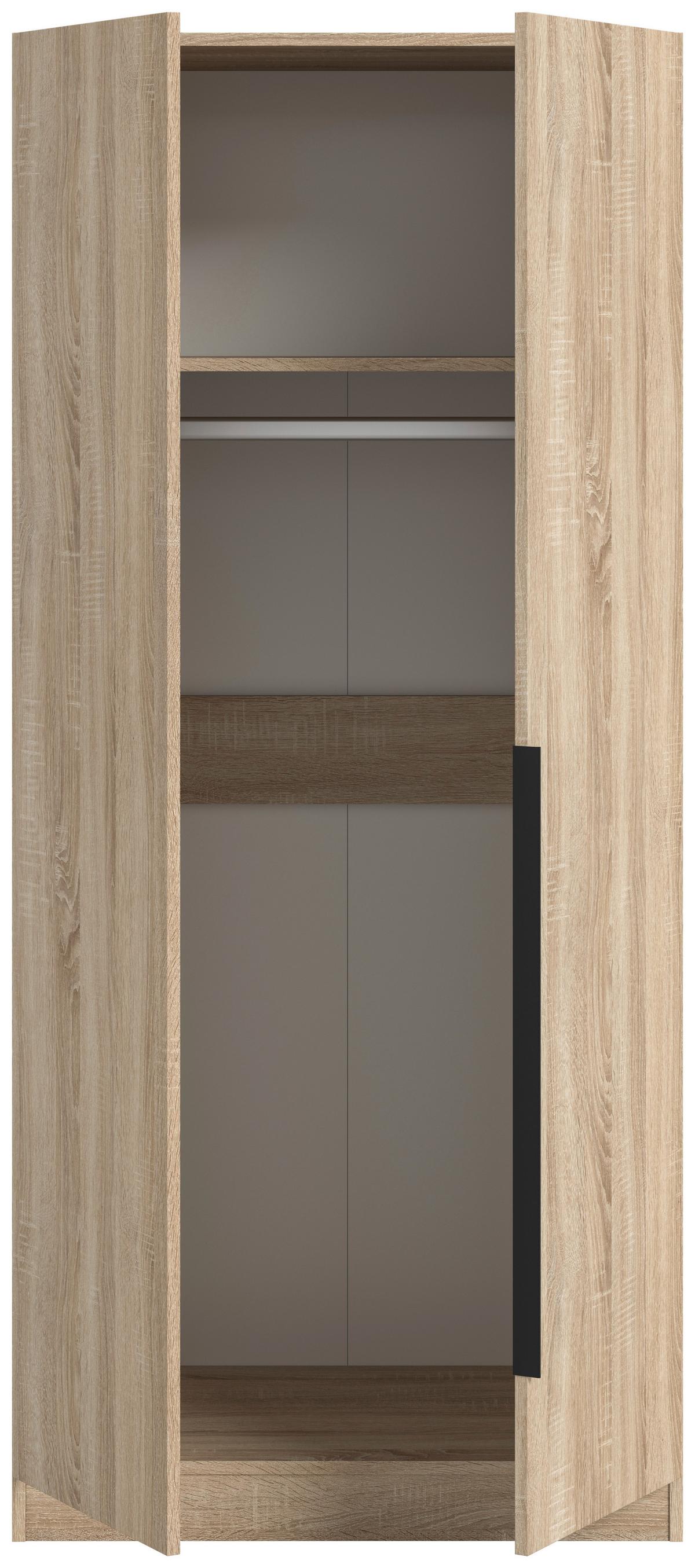 Drehtürenschrank KOPENHAGEN ca.80x181x52cm Sonoma Eiche - Schwarz/Sonoma Eiche, MODERN, Holzwerkstoff/Kunststoff (80/181/52cm) - MID.YOU