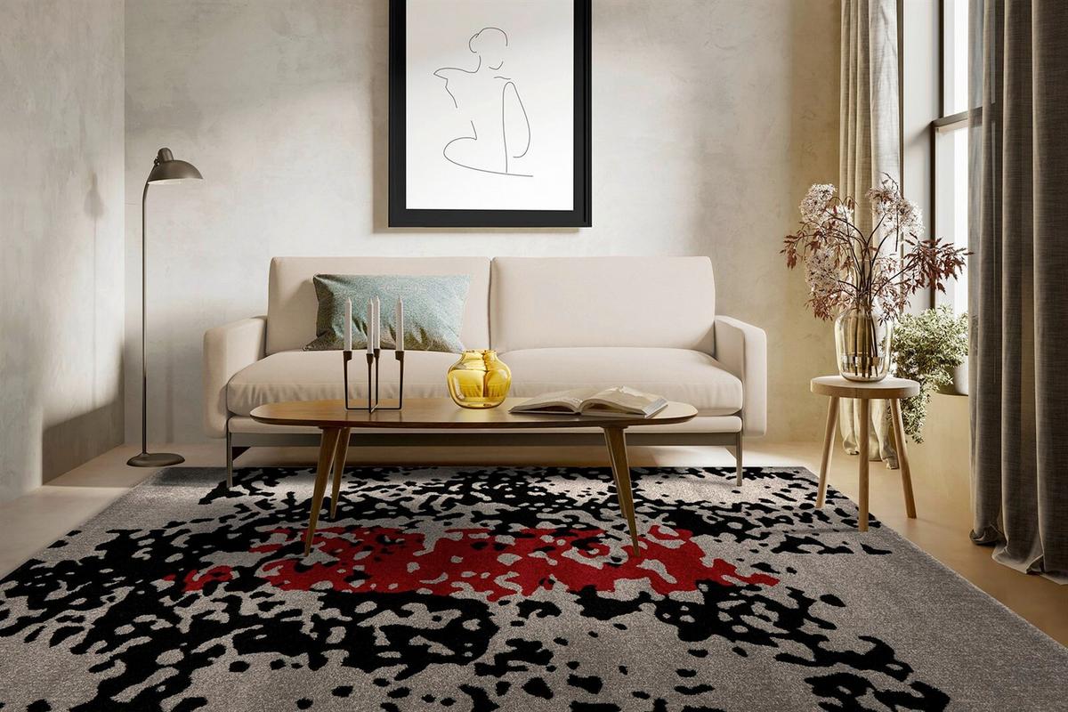 TEPPICH NAILA 300 SCHWARZ / ROT - Rot/Schwarz, Konventionell, Textil (200/290cm) - Kayoom