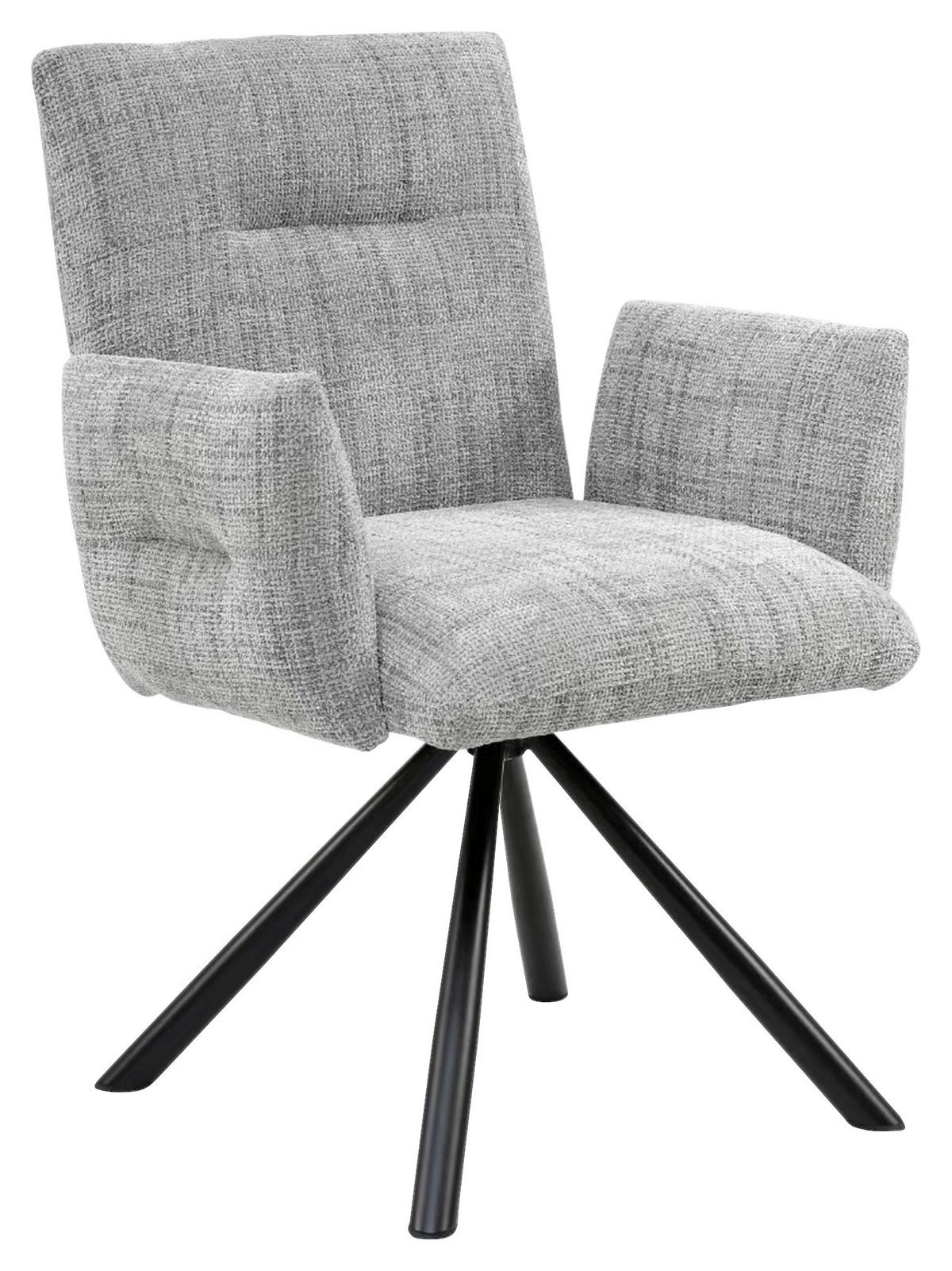 KRZESŁO Z PODŁOKIETNIKAMI JEREMIE - jasnoszary/czarny, Design, metal/tkanina (68cm) - Hom`in