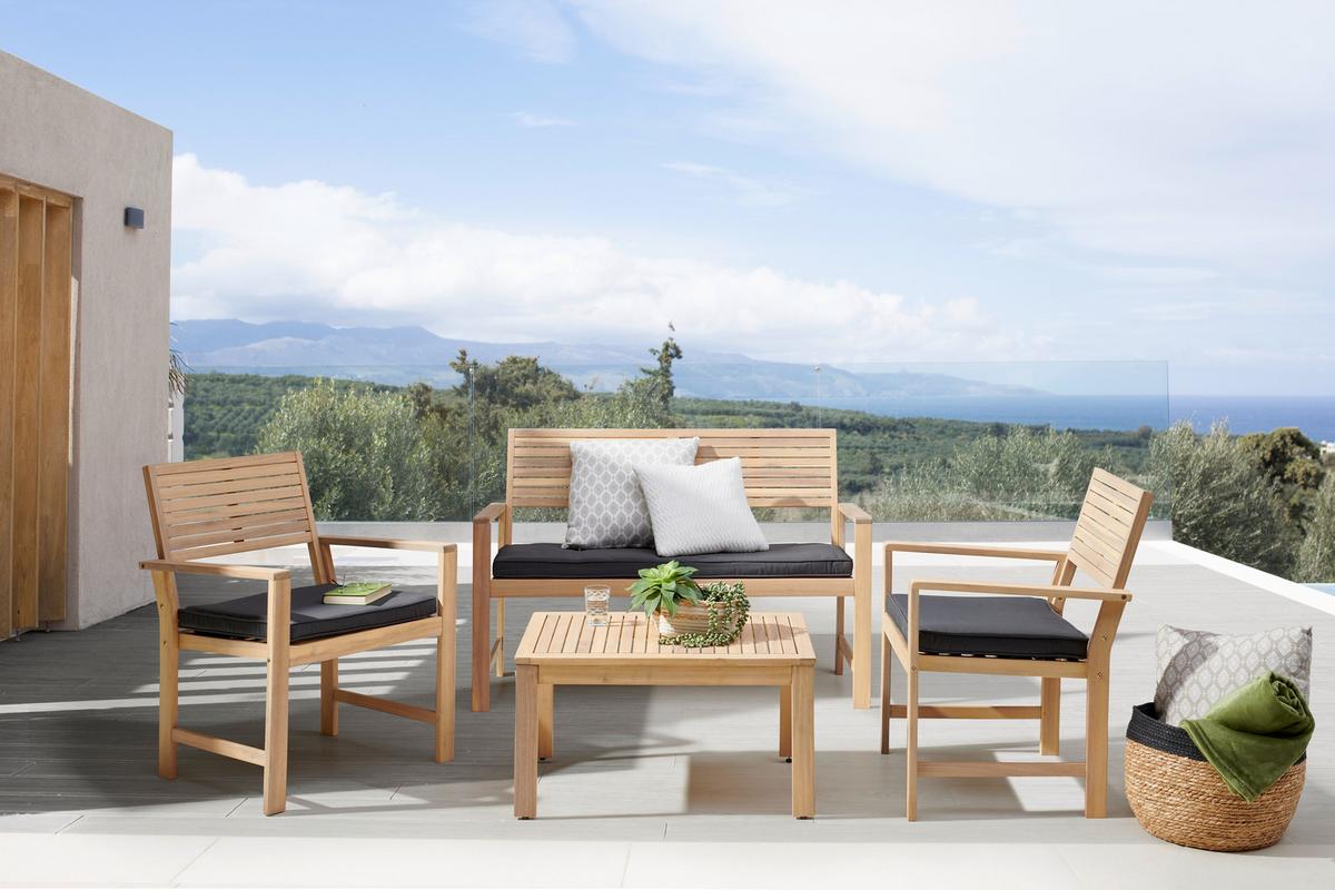 Lounge Garnitura Bergen, Barva Akacije, Temno Siva - temno siva/barve akacije, Moderno, tekstil/les (73cm) - Beldano