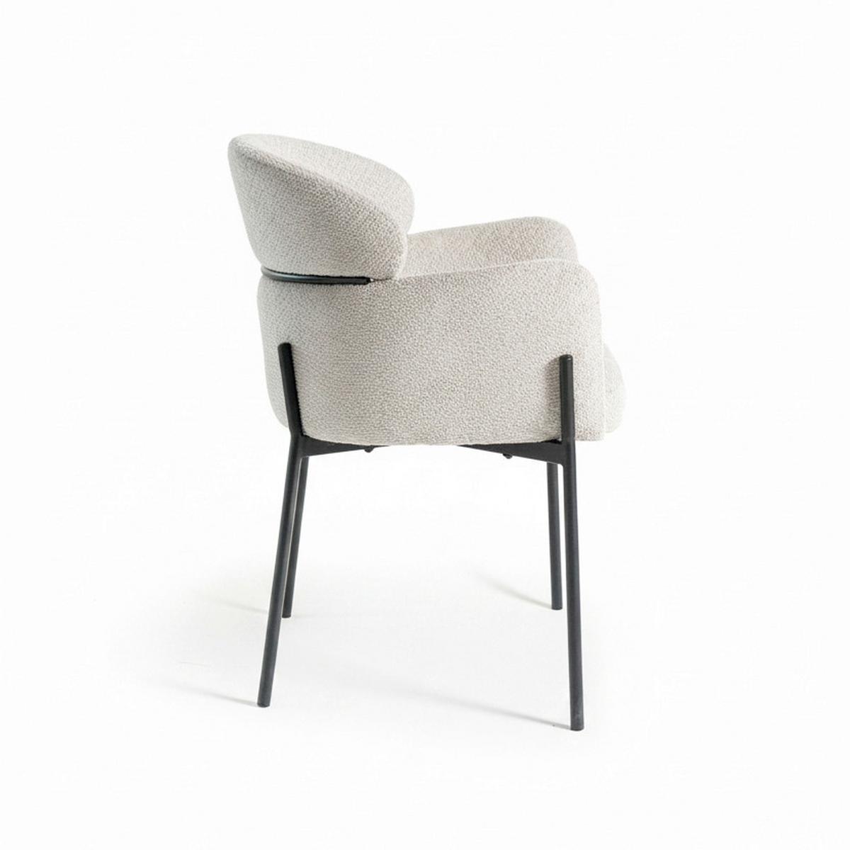 Armlehnstuhl Chloe Greige Webstoff Gepolstert - Greige/Schwarz, MODERN, Textil/Metall (62/79/59,5cm) - Bessagi Home