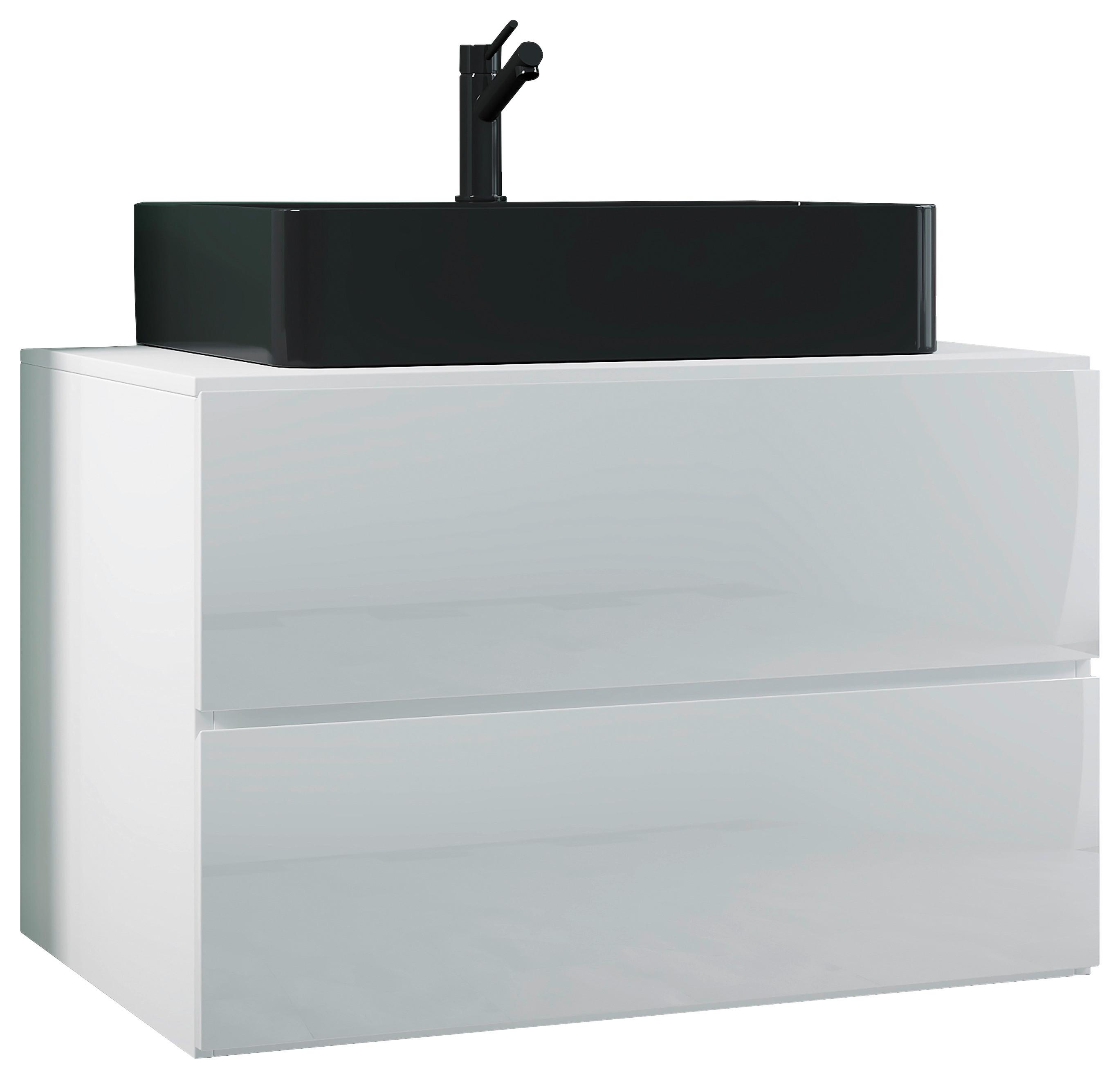 Kombiniran Umivalnik Lendas S, Bela - črna/bela, Moderno, leseni material/keramika (81cm) - MID.YOU