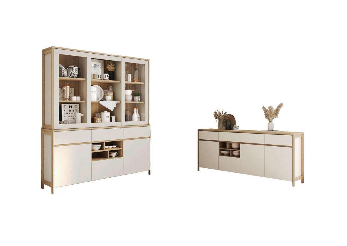 WOHNWAND STRANDA - Eichefarben/Weiß, Design, Holzwerkstoff - MID.YOU