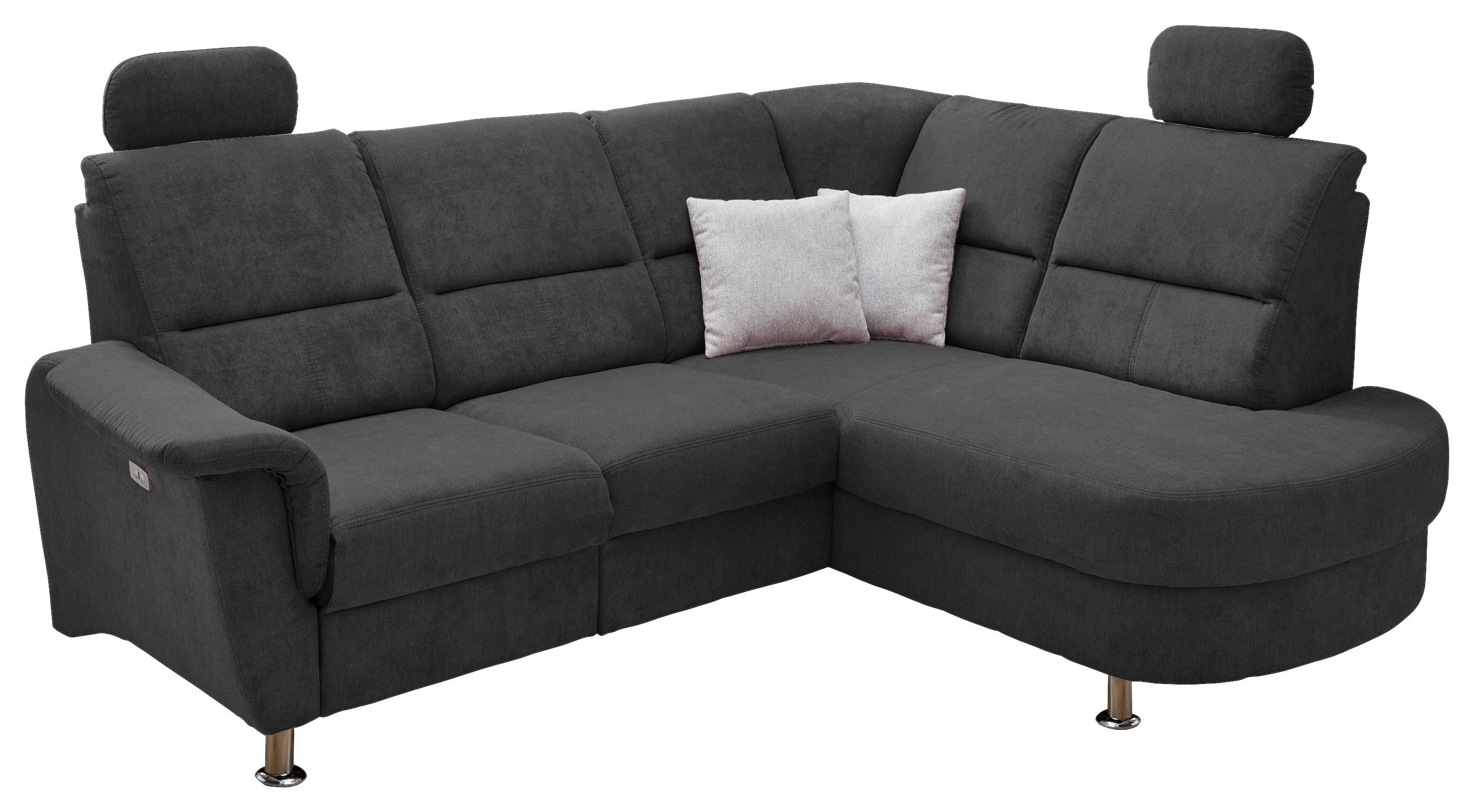 Wohnlandschaft Parole Schwarz Mikrofaser - Chromfarben/Schwarz, KONVENTIONELL, Textil/Metall (231/184cm) - Livetastic