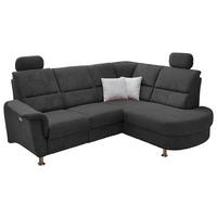 Wohnlandschaft Parole Schwarz Mikrofaser - Chromfarben/Schwarz, KONVENTIONELL, Textil/Metall (231/184cm) - Livetastic