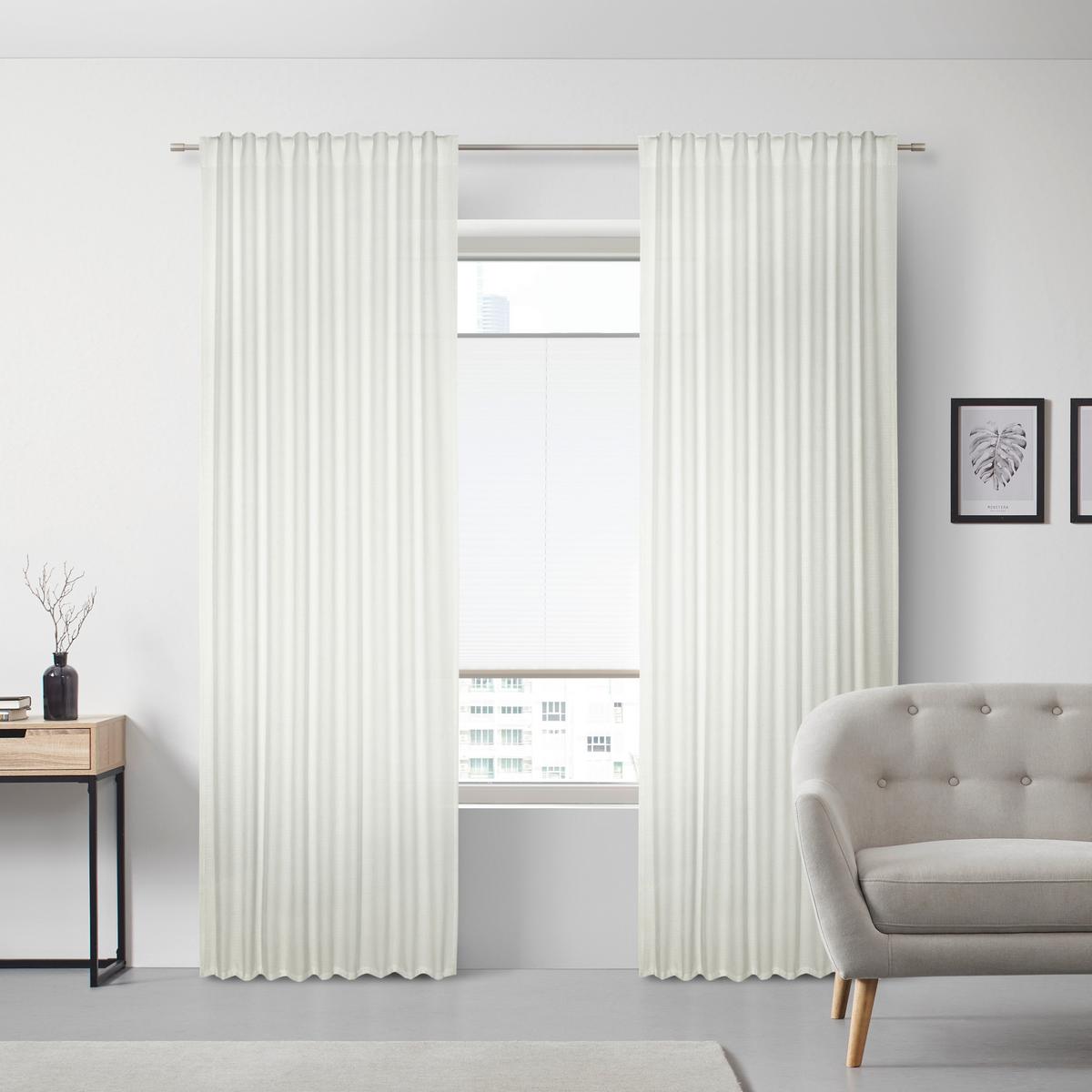 Fertigvorhang Leo In Weiss Ca. 140x255cm - Naturfarben, Textil (135/255cm) - Premium Living