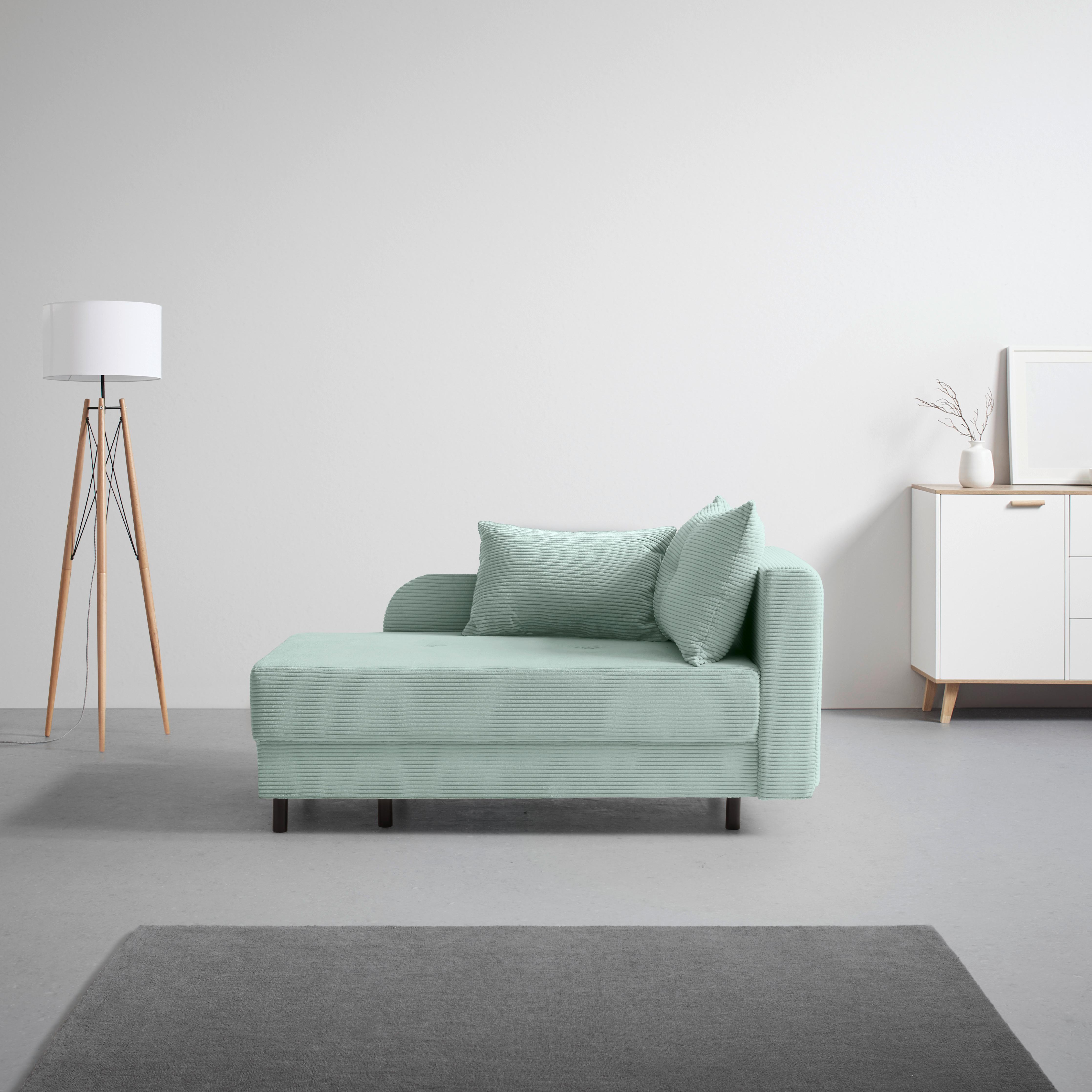 Liege Nova Salbeigrün - Salbeigrün/Schwarz, MODERN, Holz/Textil (145/62/85cm) - Mömax