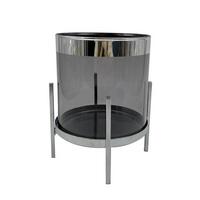 SZKLANY ŚWIECZNIK TEALIGHT 97778 - kolor srebrny/szary, Trend, metal/szkło (12/15,5cm)