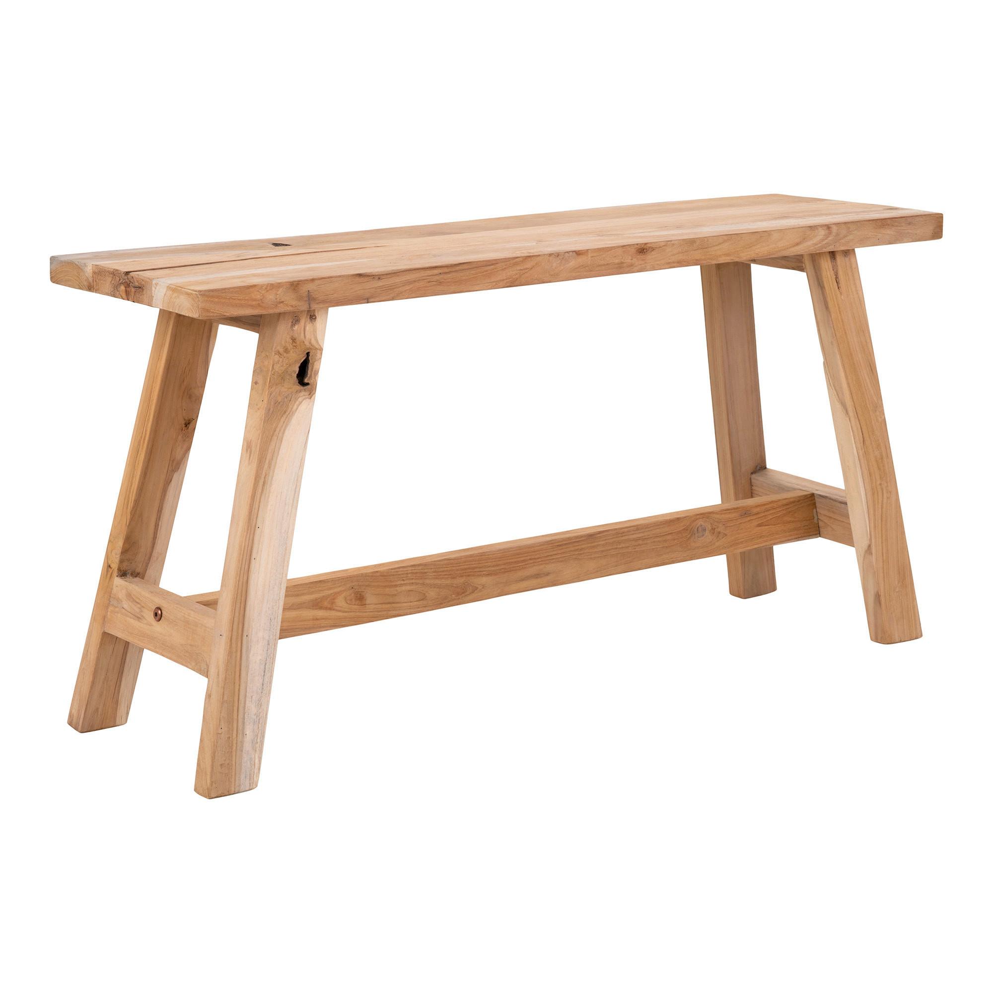 Hockerbank Barcelona Echtholz - Teakfarben, Basics, Holz (90/45/25cm) - MID.YOU