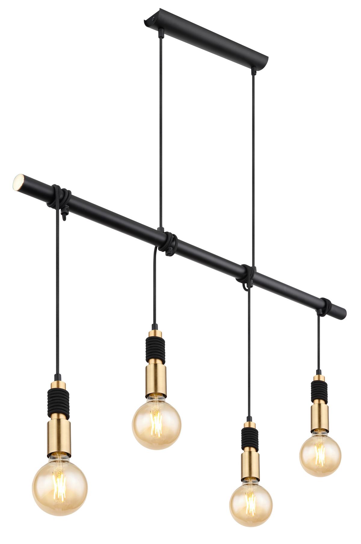 Hängeleuchte Alexius Schwarz/Messing max. 60 Watt - Messingfarben/Schwarz, Basics, Metall (100/6/120cm) - Globo