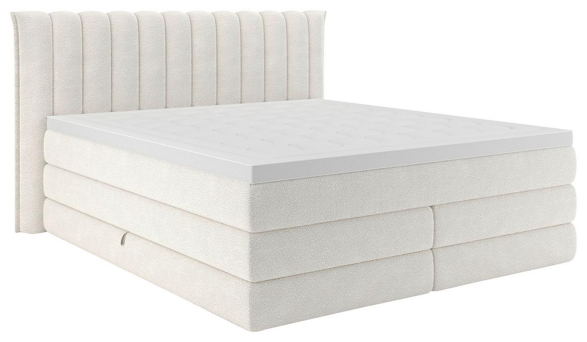Boxspringbett Lina Creme ca. 160x200cm - Creme, KONVENTIONELL, Holz/Holzwerkstoff (160/200cm) - Premium Living