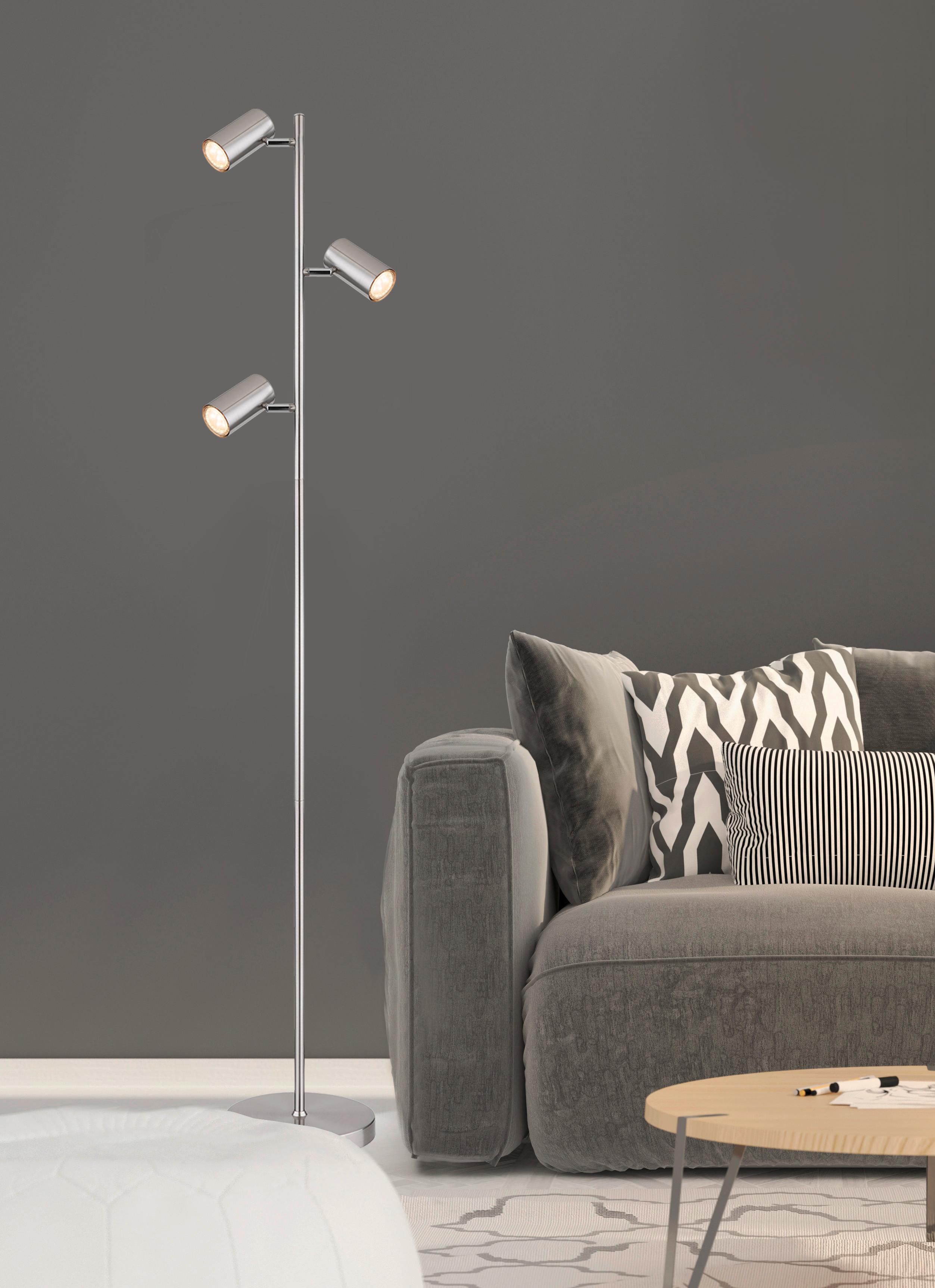 Stehleuchte Robby max. 5 Watt - Nickelfarben, Design, Metall (25/23/154cm) - Globo
