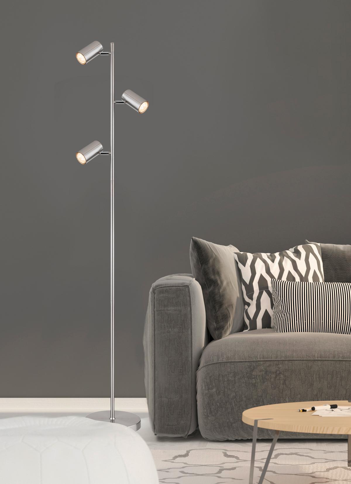STEHLEUCHTE 57910S - Nickelfarben, Design, Metall (25/23/154cm) - Globo