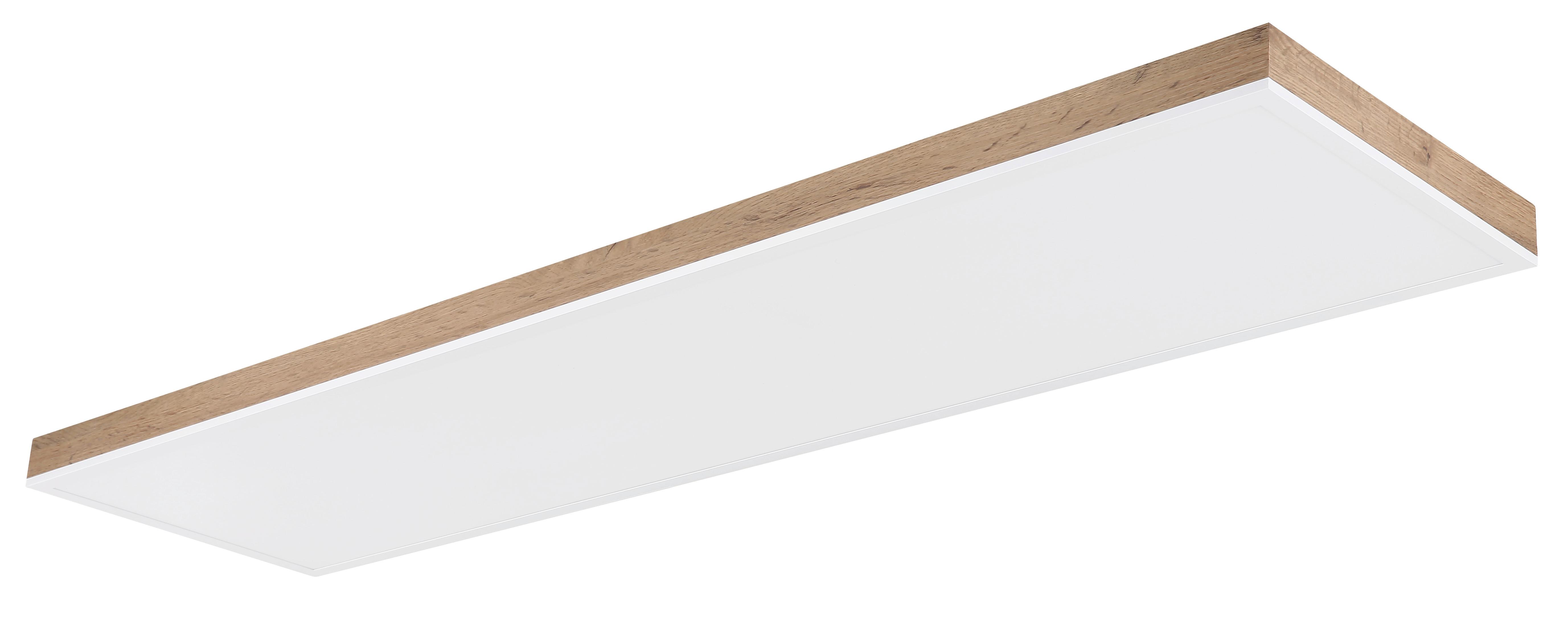 Led Stropna Svjetiljka Doro 416080wwd5-Cct - bijela/tamno smeđa, Natur, drvni materijal/metal (120/30/7.5cm) - Globo