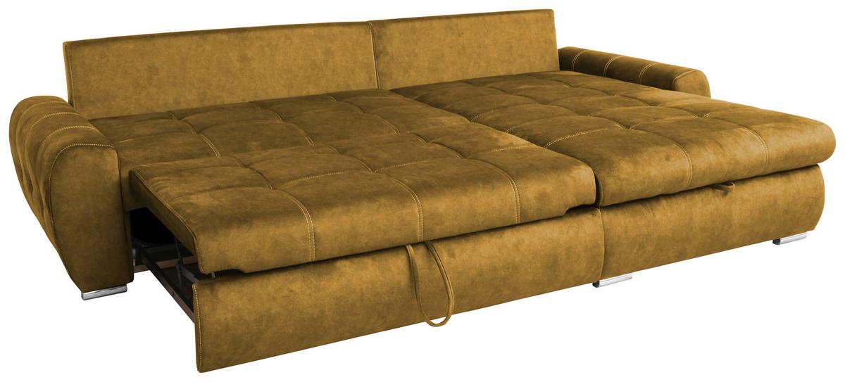 Canapea modulară SOLAR - galben închis/alb, Modern, lemn/metal (277/175cm) - Modern Living