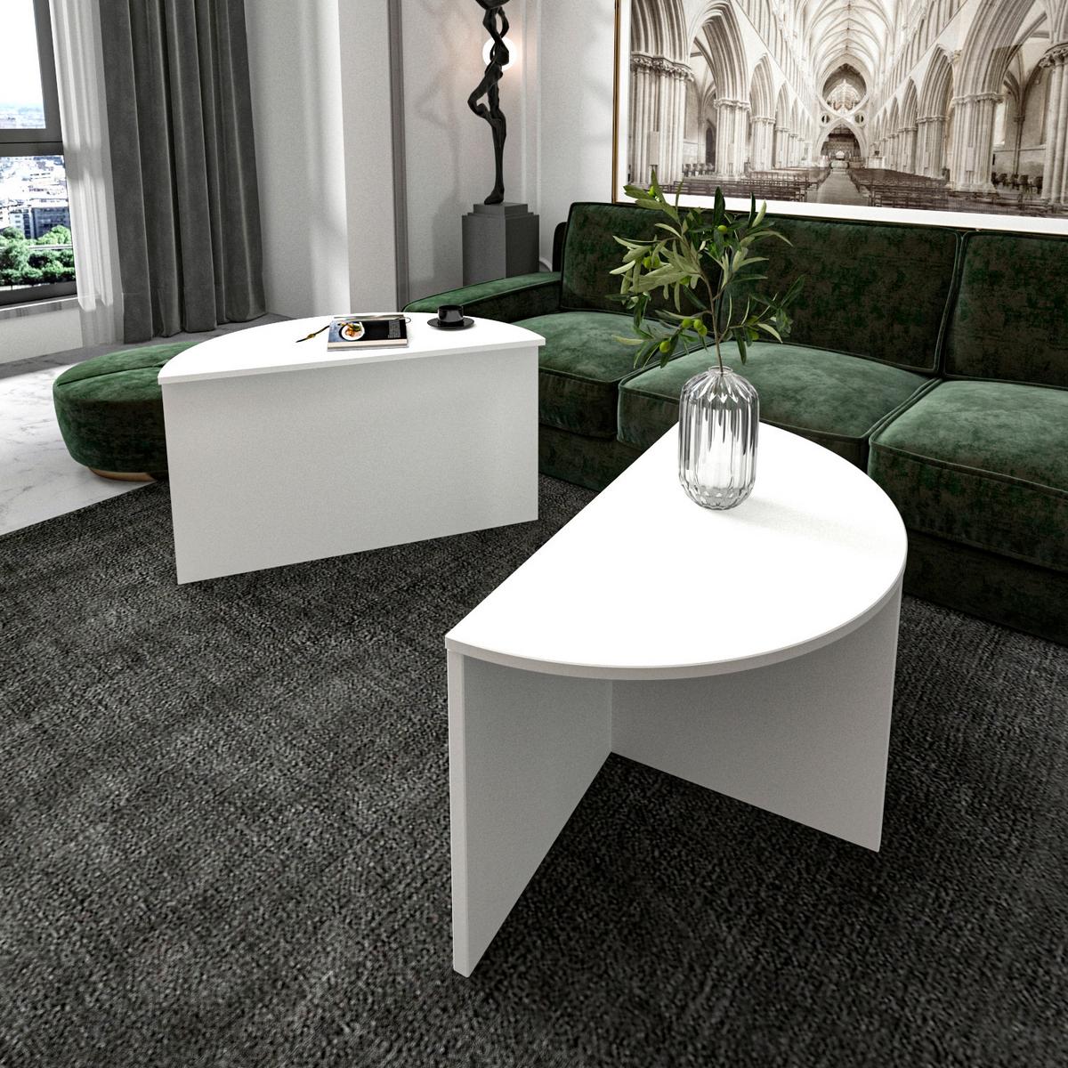 COUCHTISCHSET DOLUNAY COUCHTISCH - Weiss, Design, Holzwerkstoff - Livetastic