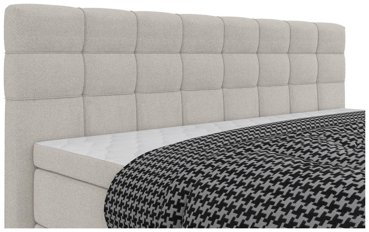 Boxspringbett Fano Sandfarben ca. 200x200cm - Sandfarben/Schwarz, Konventionell, Kunststoff/Textil (200/200cm) - Mömax