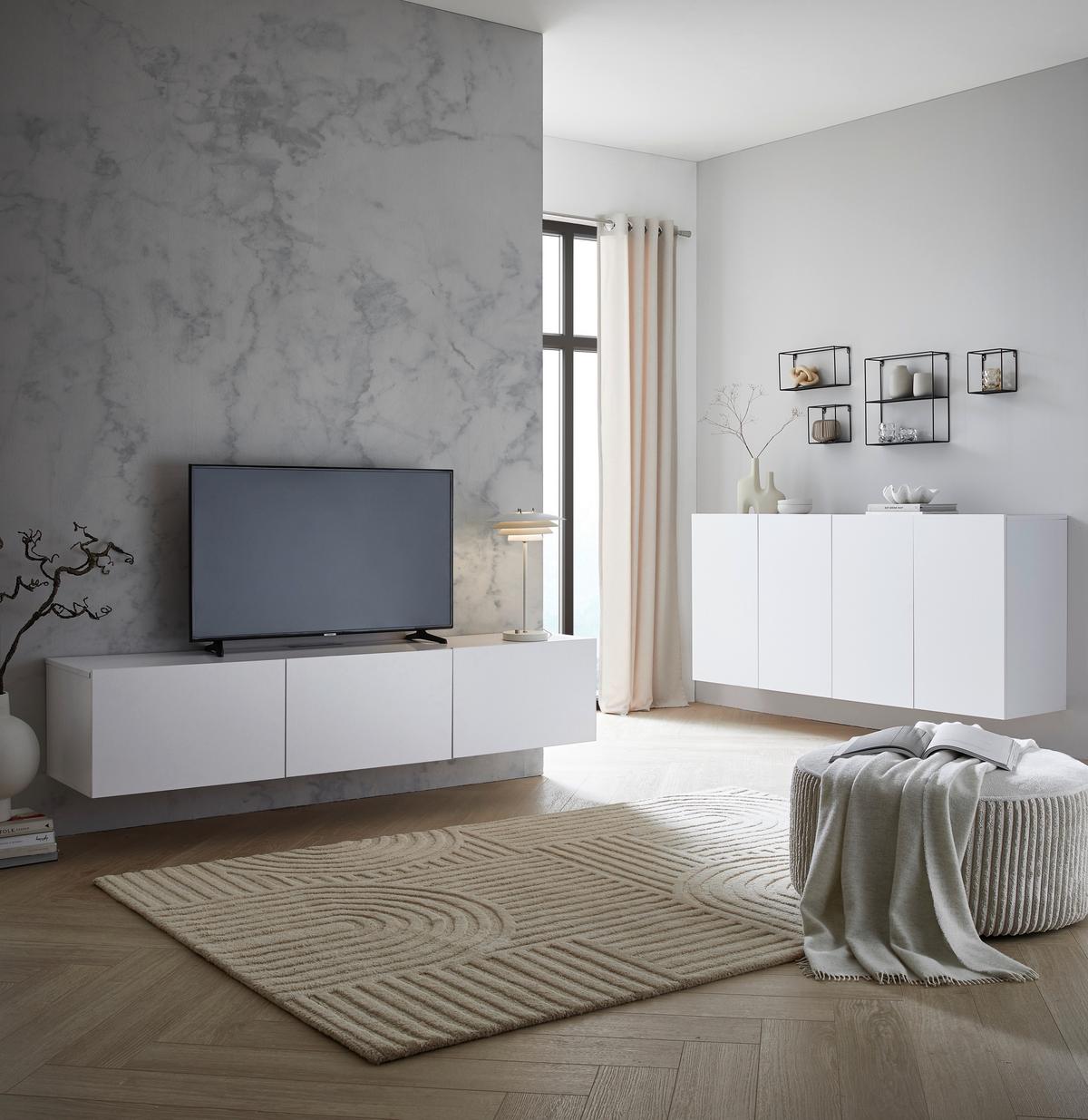 KOMODA NISKA NEWNIQ - biały, Design, materiał drewnopochodny (180/36,7/42cm) - Hom`in