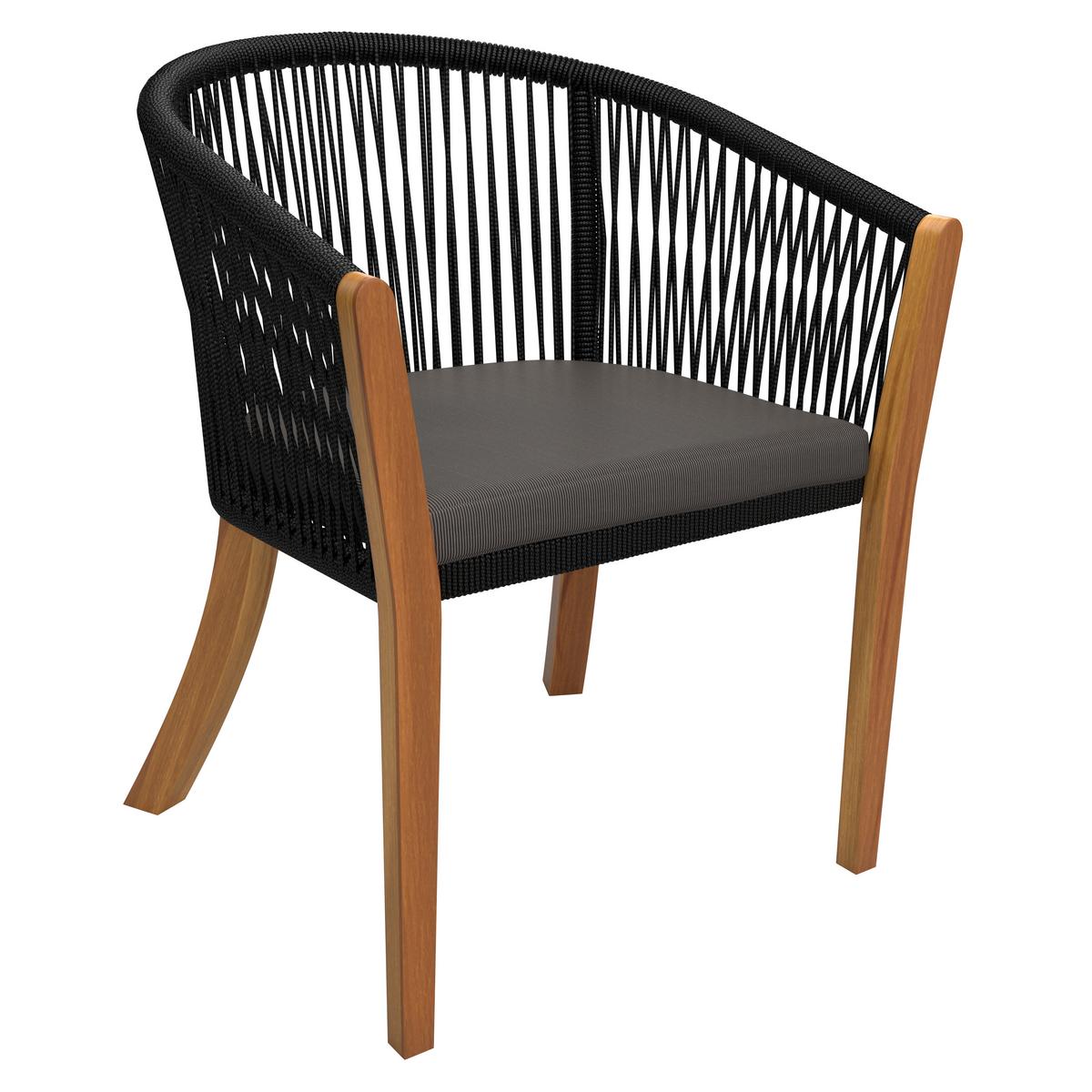 Gartenset Alina Schwarz Akazie Outdoorgewebe - Dunkelgrau/Schwarz, Modern, Holz/Textil (180/77/90cm) - Bessagi Garden