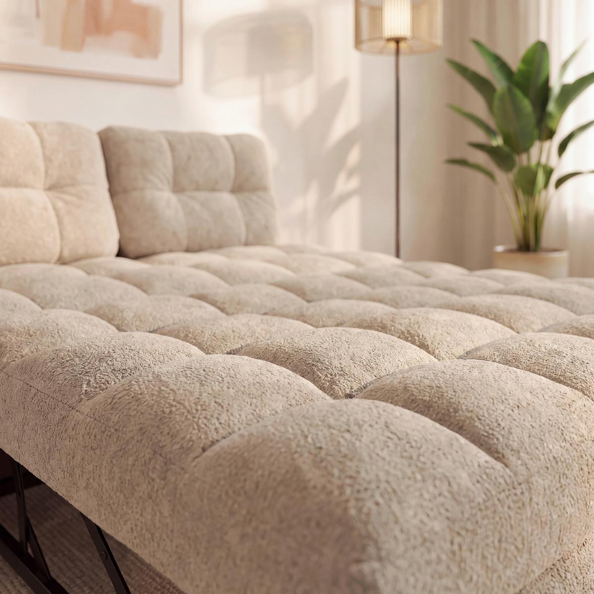 Schlafsofa Liara Webstoff Beige - Beige/Schwarz, MODERN, Holz/Textil (137/87/110cm) - Bessagi Home