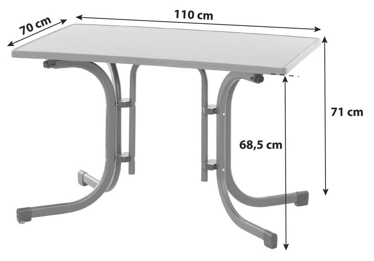 Siena Garden Gartenklapptisch ca.110x70x71cm Anthrazit - Anthrazit, KONVENTIONELL, Holzwerkstoff/Metall (110/70/71cm) - Siena Garden