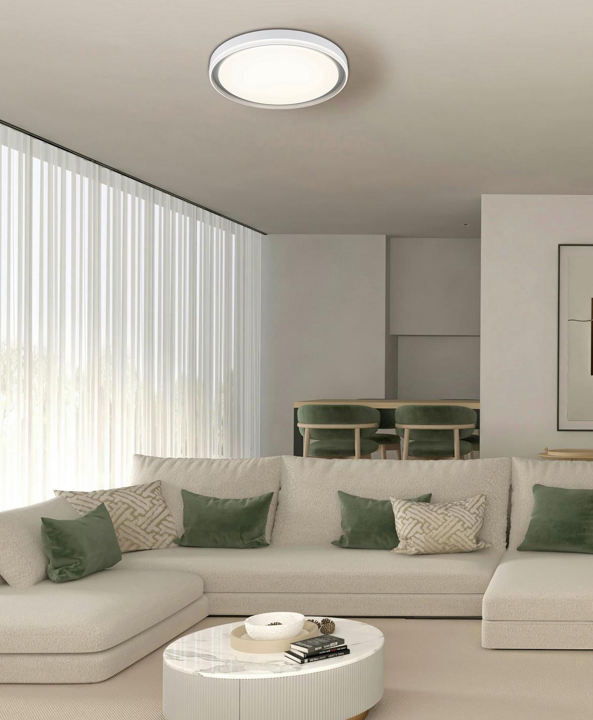 Led Stropna Svjetiljka Janice - bijela/srebrne boje, Design, metal/plastika (50/8cm) - Globo