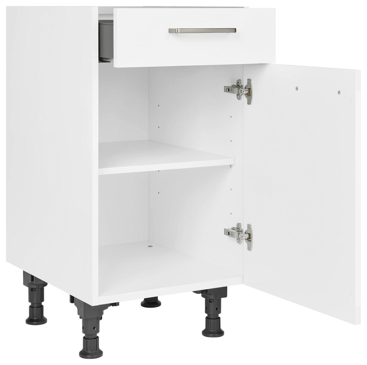 Schubkastenunterschrank Touch Weiß - Edelstahlfarben/Weiß, MODERN, Holzwerkstoff/Metall (45/87/56cm) - Nobilia