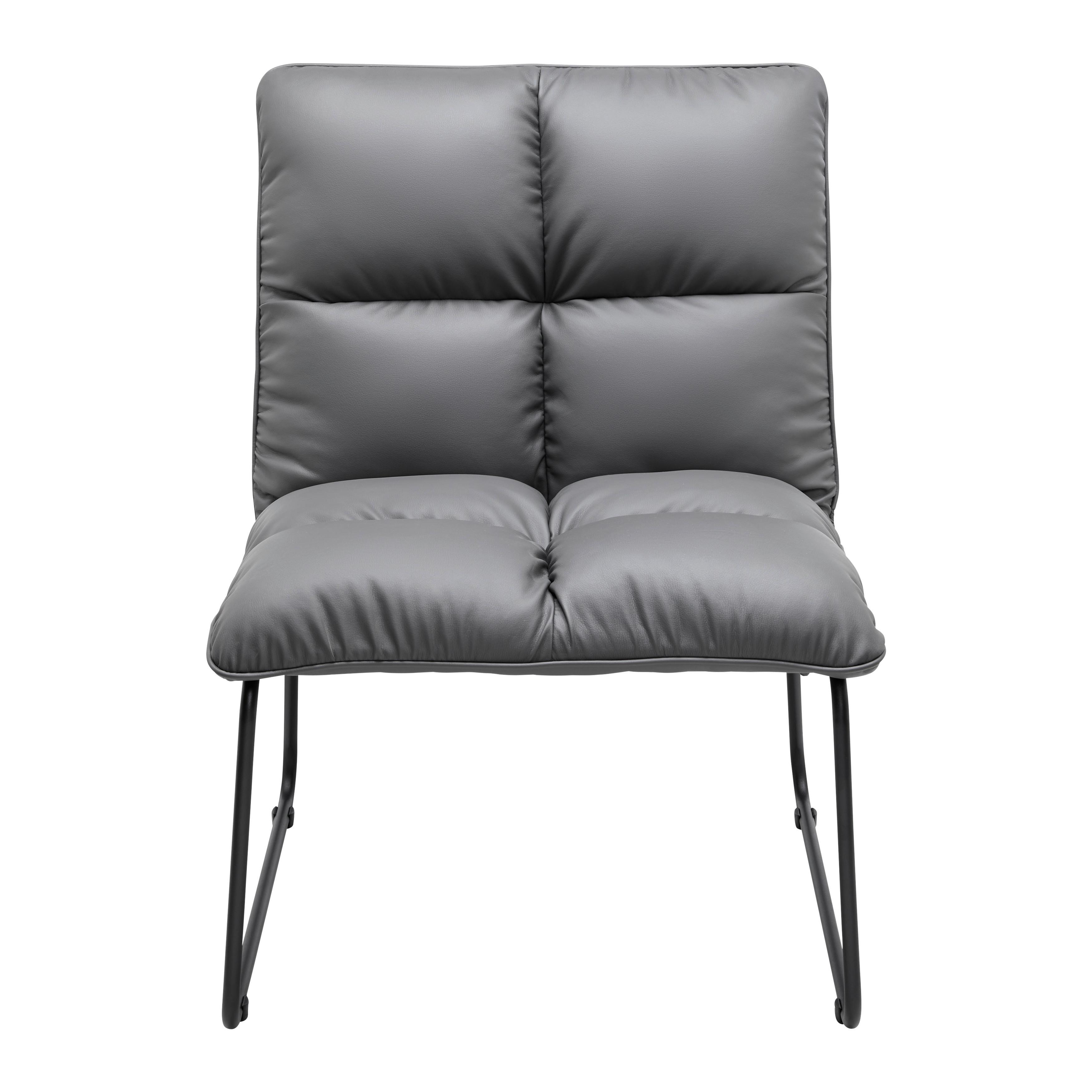 Sessel, grau, Leder, "Eleina" - Schwarz/Grau, MODERN, Holz/Textil (71/82/70cm) - Bessagi Home