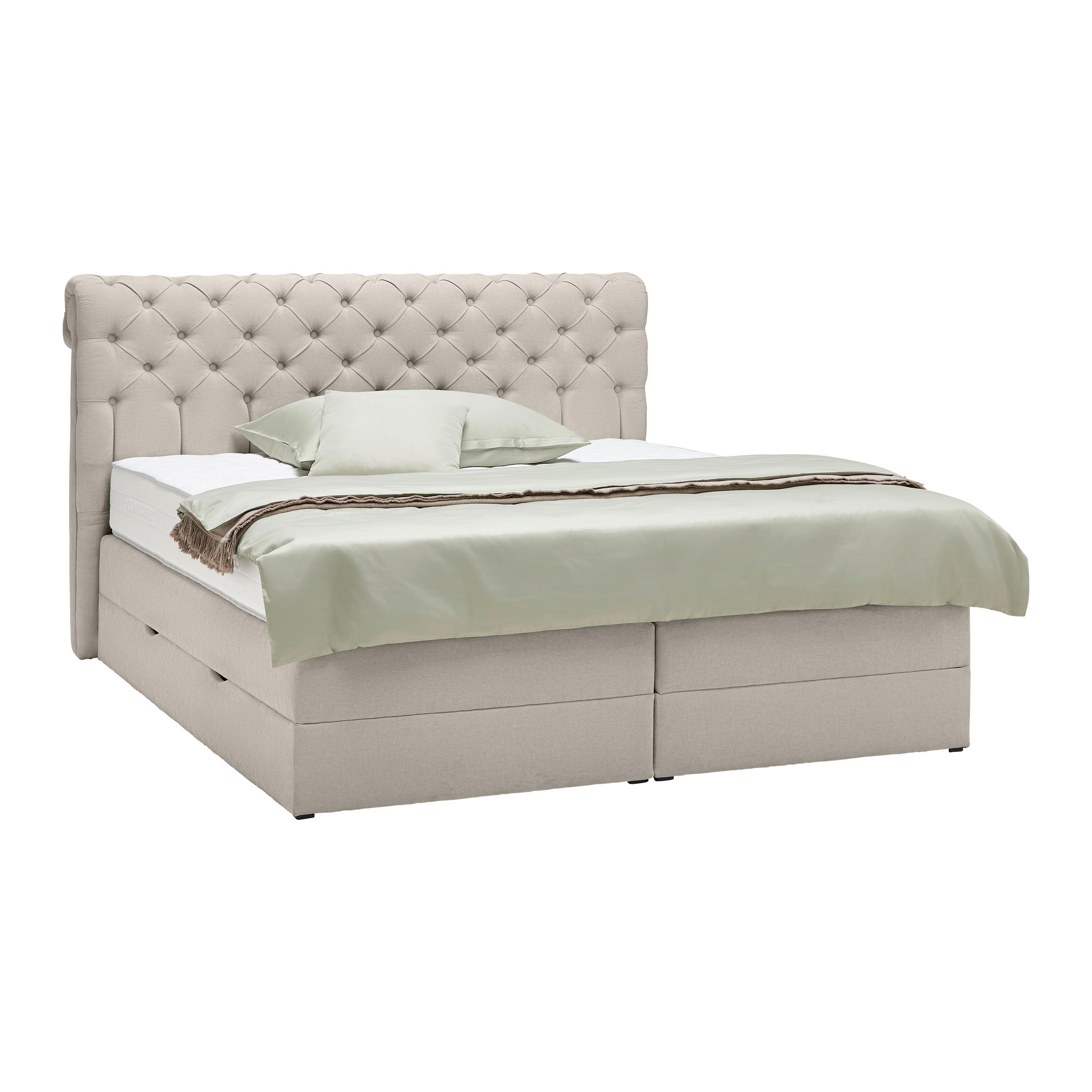 Boxspringbett Beige Ca. 180x200cm - Beige, Konventionell, Holz/Holzwerkstoff (180/200cm) - Premium Living