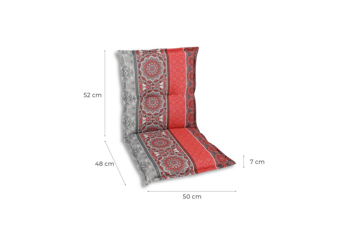 Sesselauflagenset Grau/Rot, 4-teilig - Rot/Hellgrau, Basics, Textil (50/7/100cm)