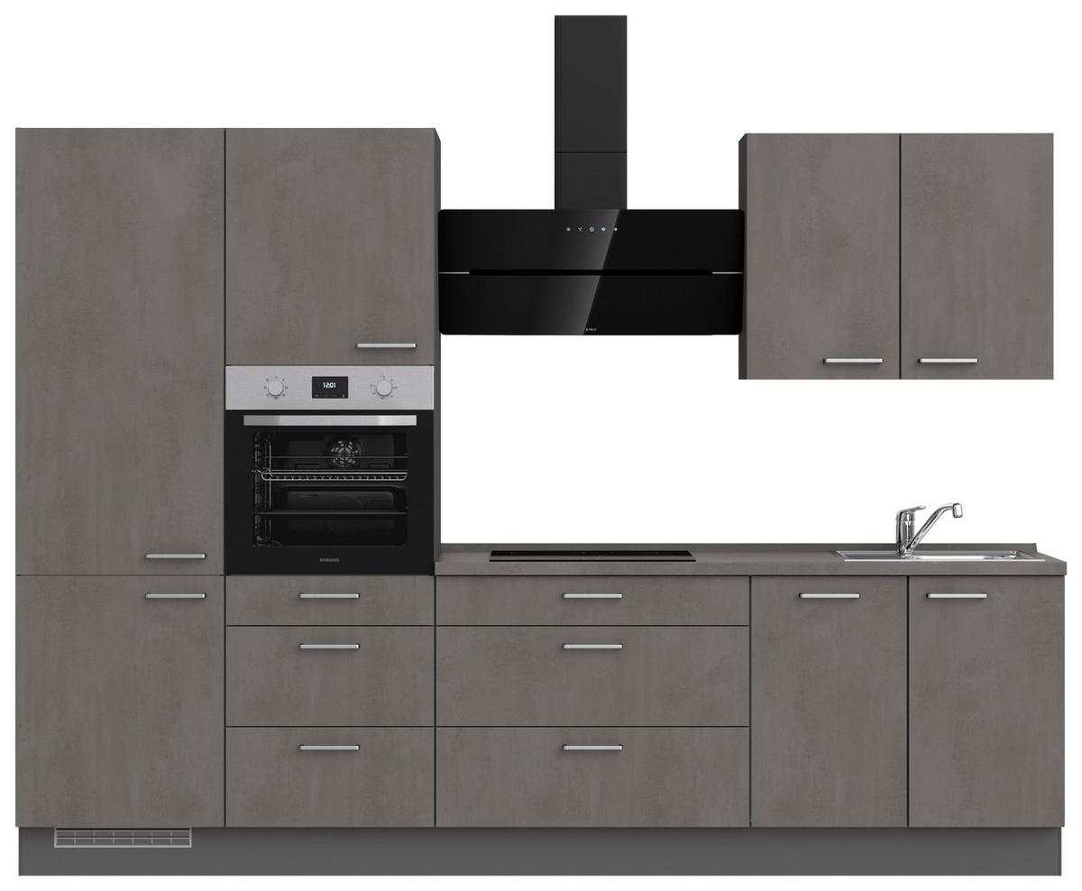 Küchenblock Riva High m. Geräten Schieferfarben - Schieferfarben/Edelstahlfarben, MODERN, Holzwerkstoff/Metall (300cm) - Nobilia