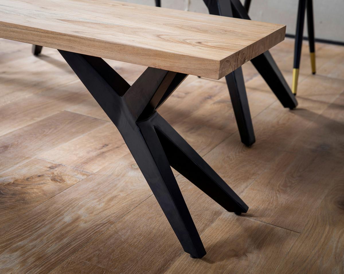 Klop Akazie, Pravi Les - črna/barve akacije, Design, kovina/les (120/45/45cm) - Livetastic