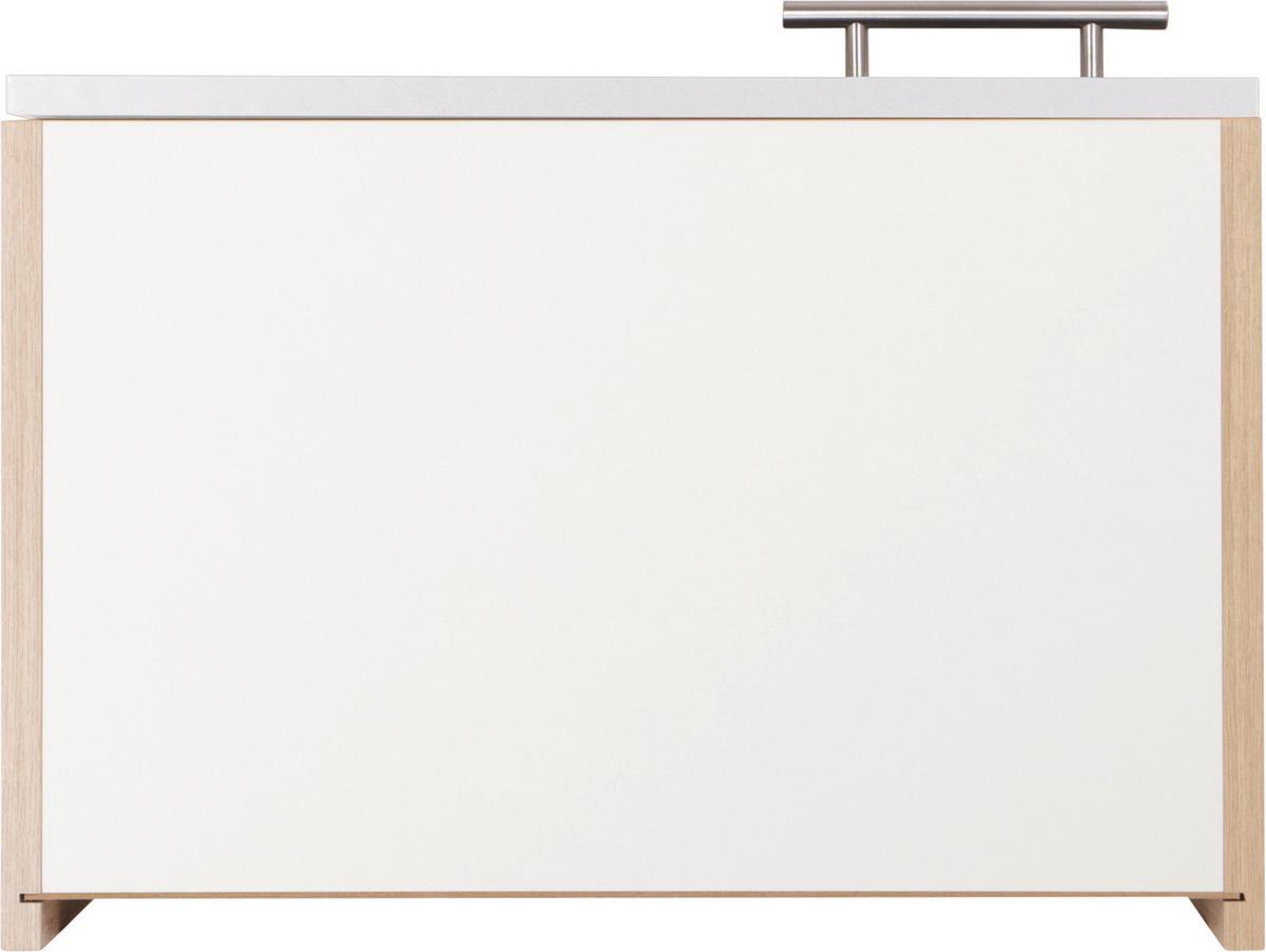 Kuhinjska Zgornja Omarica Merle, Barva Hrasta, Bela - srebrne barve/barve hrasta, Basics, kovina/leseni material (50/56,1/34,6cm) - Respekta