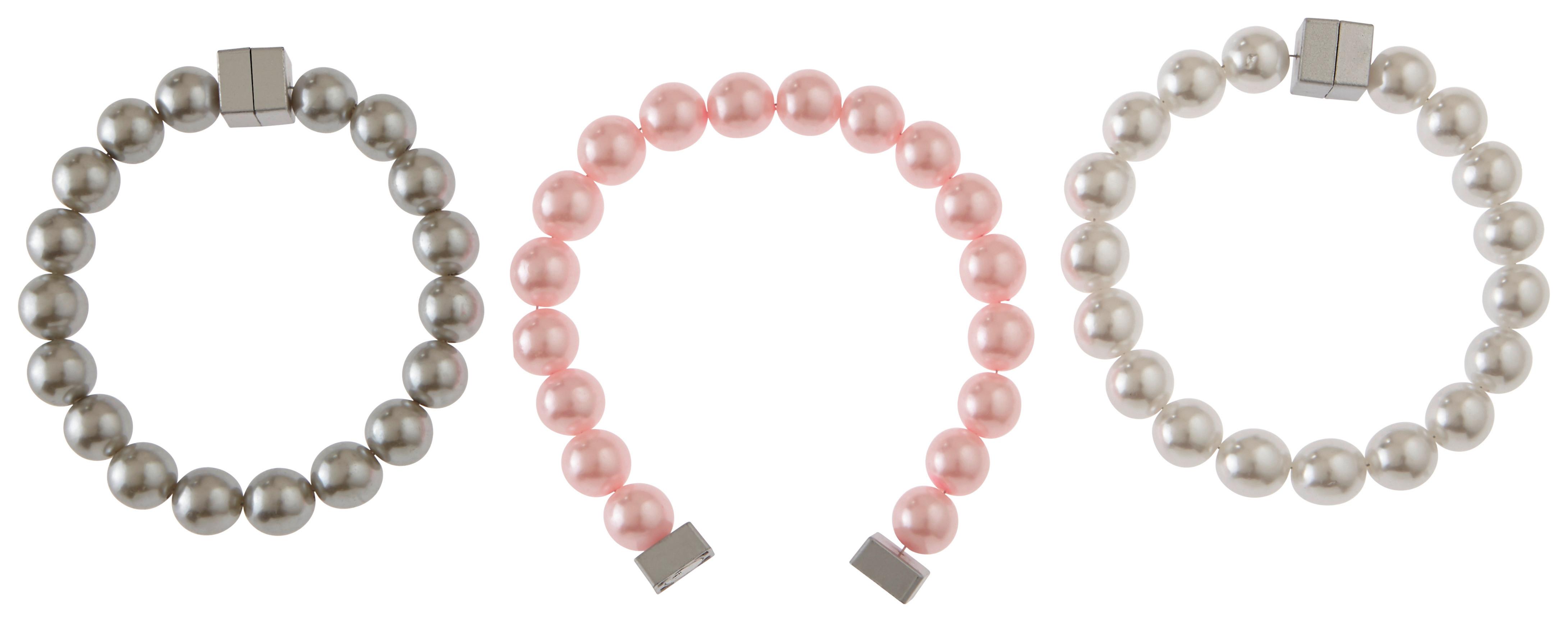 Raffhalter Perlenkette in Silber - Silberfarben, ROMANTIK / LANDHAUS, Kunststoff (29cm) - Modern Living