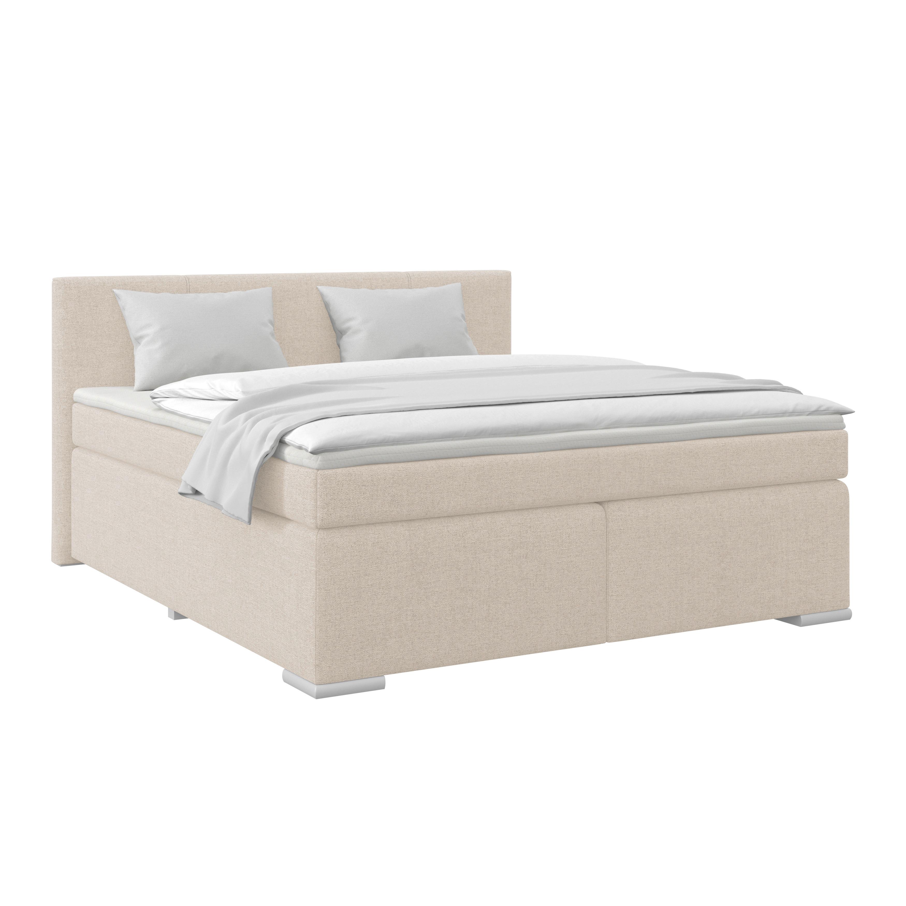 Boxspring Krevet Mira 1 - krem/boje aluminija, Basics, tekstil/plastika (180/200cm)