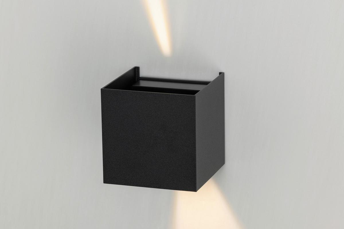 KINKIET LED ATLAS *SBN* - czarny, Basics, tworzywo sztuczne/metal (10/10/10cm) - Novel