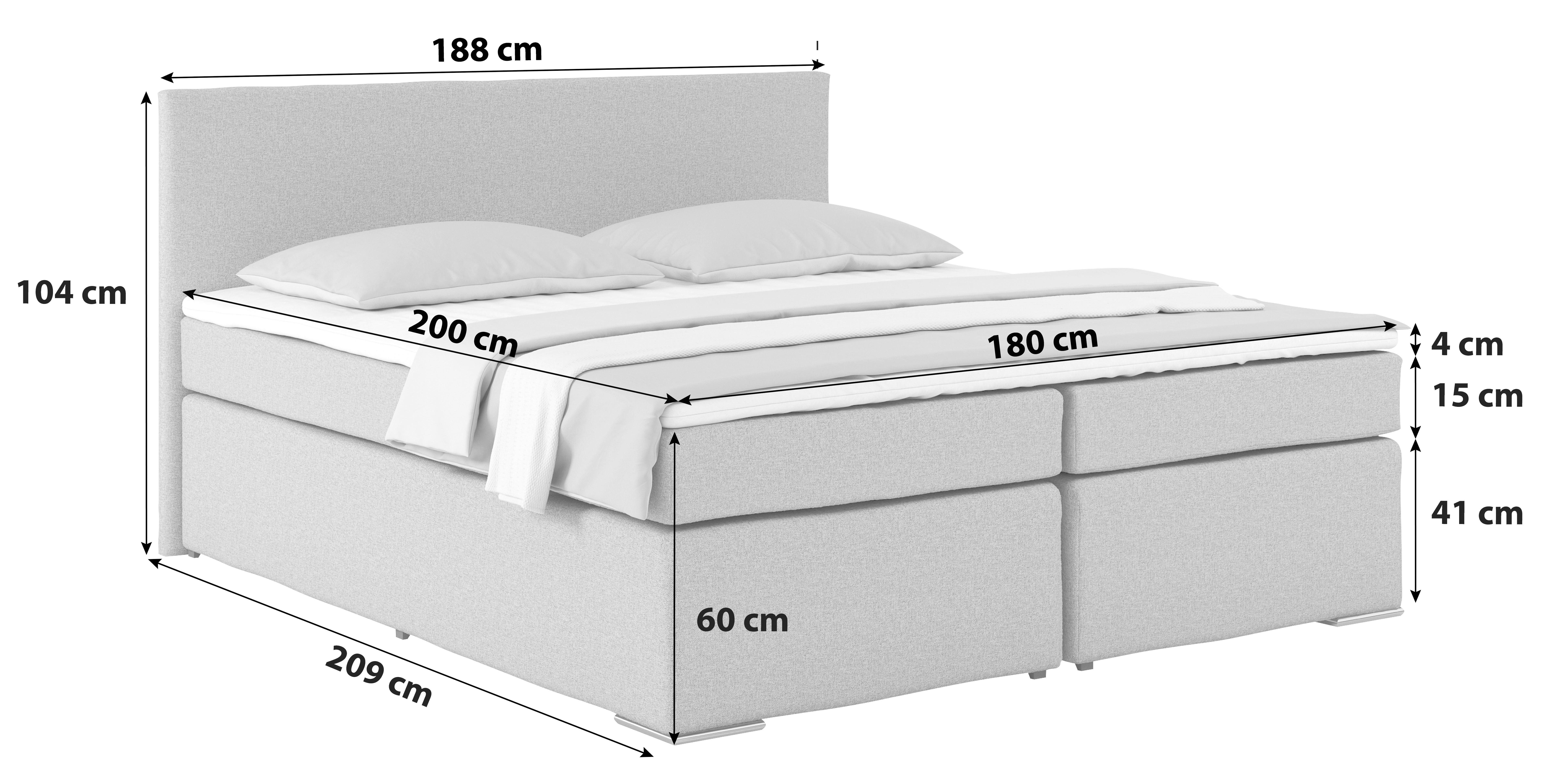 Boxspring Krevet Nero - boje kroma/boje šampanjca, Konvencionalno, tekstil/metal (180/200cm) - Best Price
