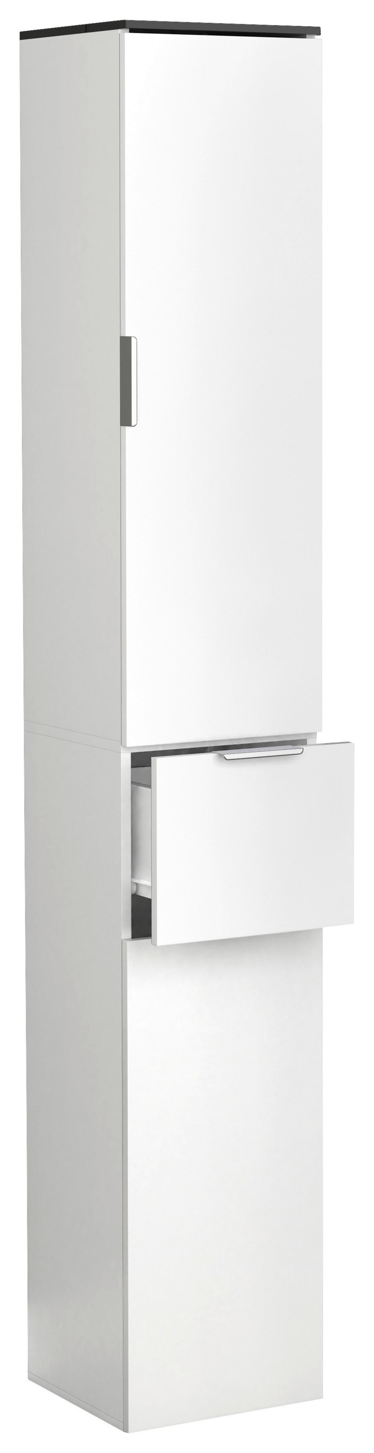 Hochschrank Donali ca. 30x190 cm Weiß/Schwarz - Silberfarben/Schwarz, MODERN, Holzwerkstoff/Kunststoff (30/190/30cm) - MID.YOU