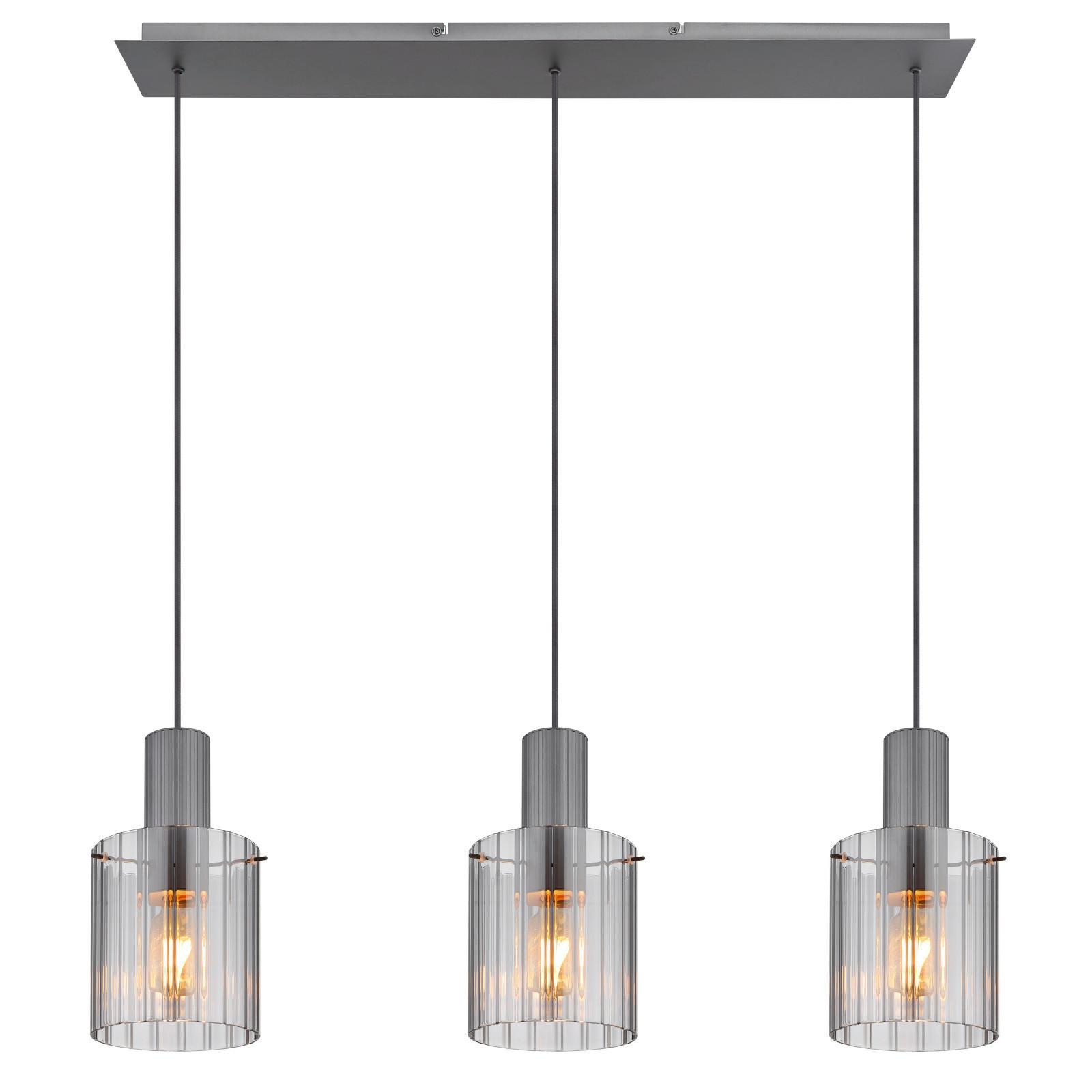 Viseča Svetilka 15904-3h Tulivar - temno siva, Design, kovina/steklo (98/18/120cm) - Globo