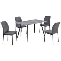 Jedilna Garnitura Anton, Siva, 5-Delno - siva, Moderno, kovina/tekstil (140/75/80cm)