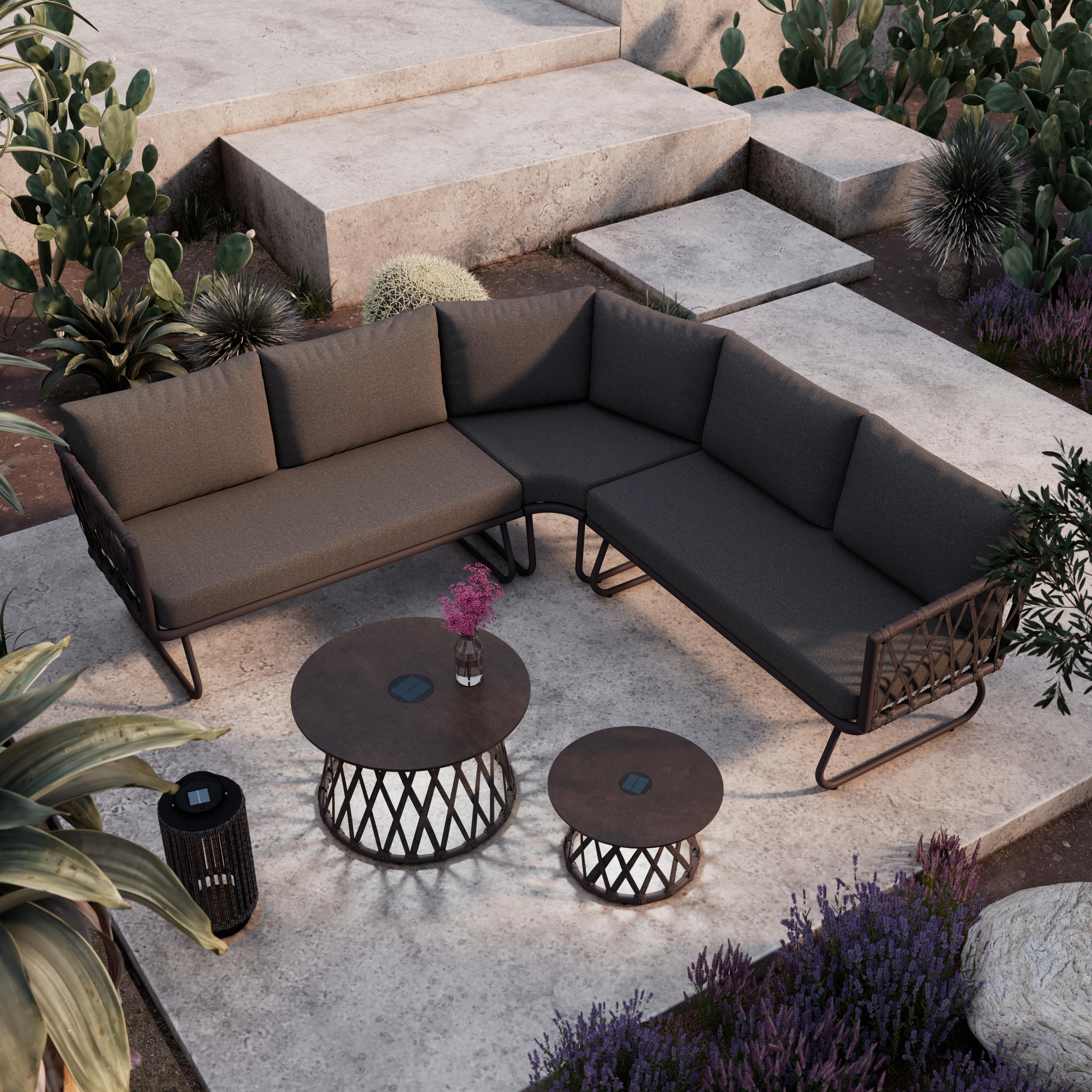 Lounge Garnitúra Elea - sötétszürke/antracit, Modern, kő/textil (234/74/77cm) - Bessagi Garden