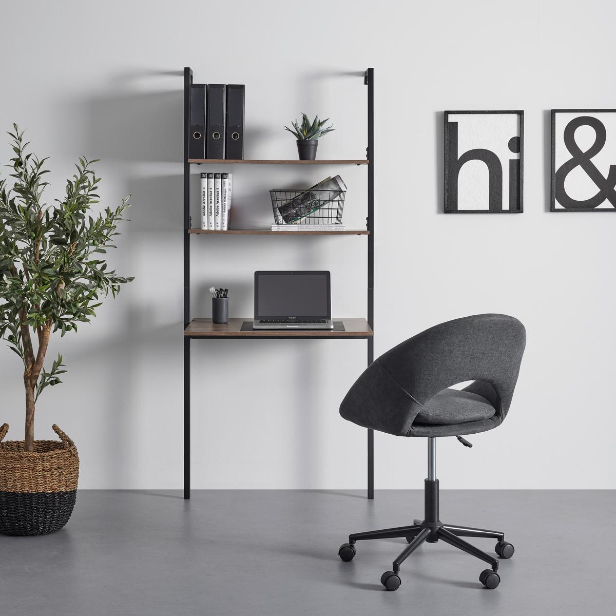 Wandregal Maja Nussbaumfarben MDF ca.80x50 cm - Nussbaumfarben/Schwarz, MODERN, Metall (80/50/180cm) - Bessagi Home