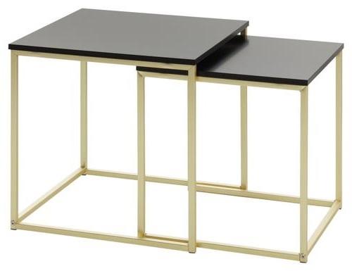 Set Miz Cala - zlate barve/črna, Design, kovina/leseni material (40/40/42cm) - MID.YOU